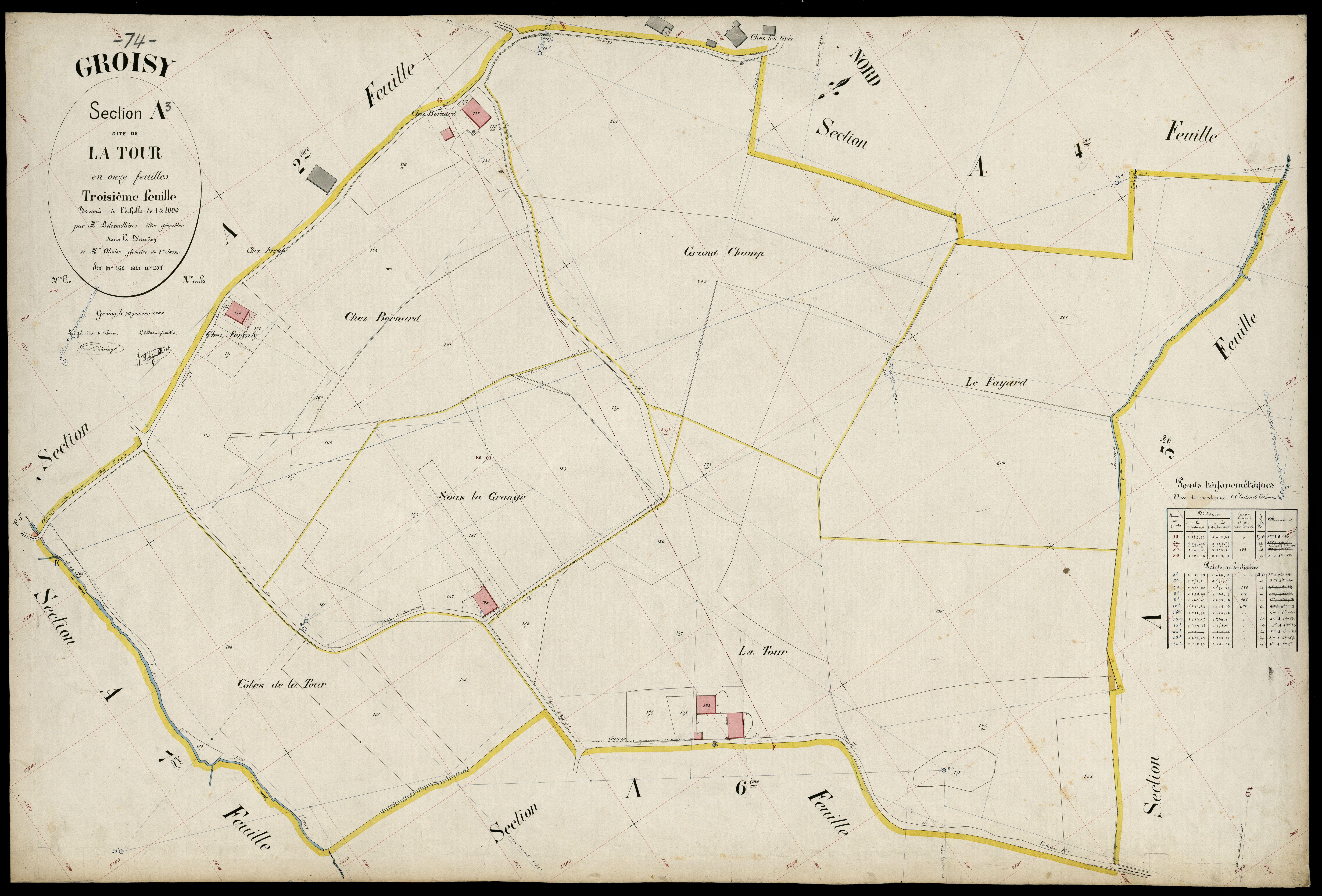 3 P 3 5042 - Feuille n° 4, parcelles n° 20 à 327 - 20 janvier 1904