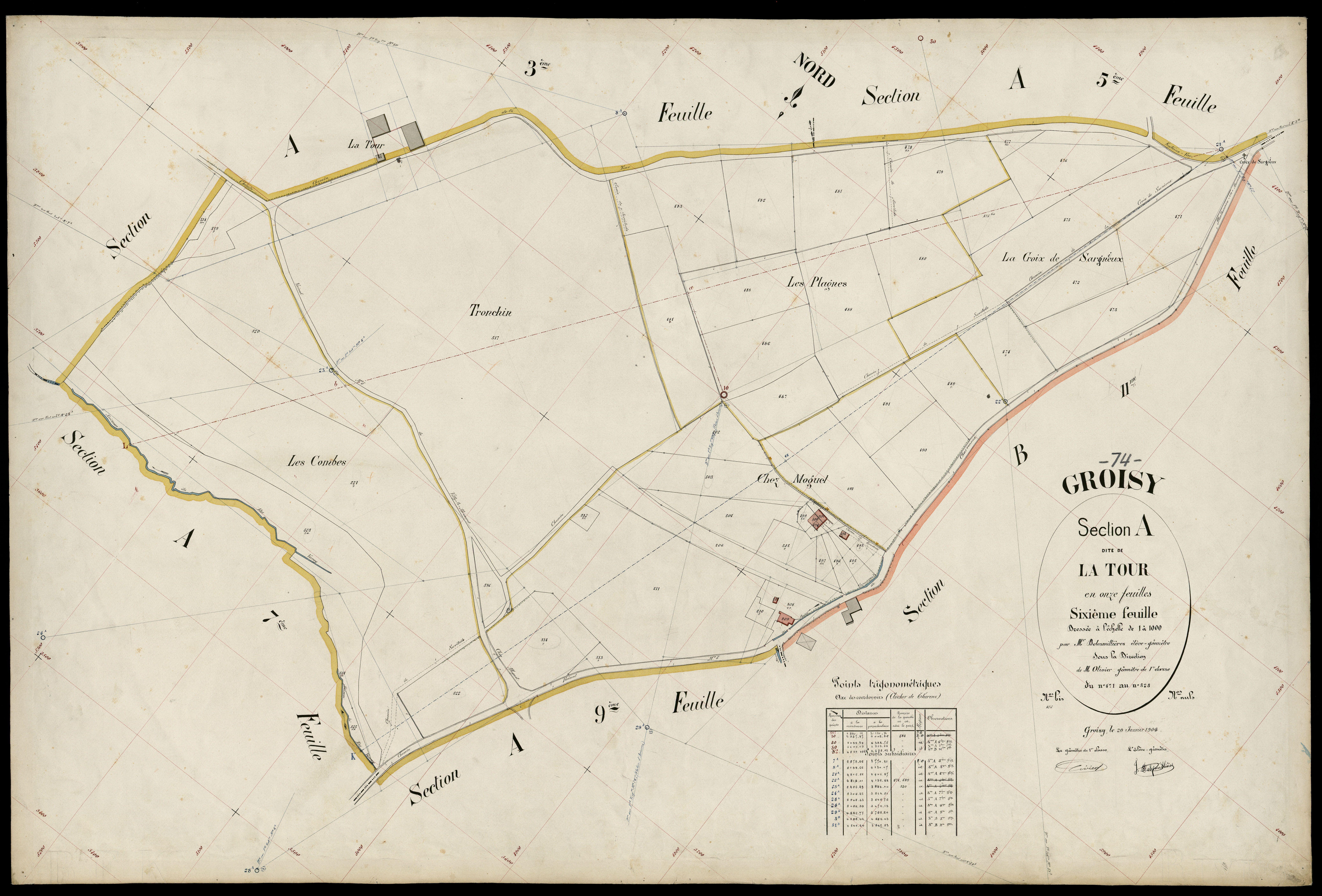 3 P 3 5045 - Feuille n° 7, parcelles n° 26 à 69 - 20 janvier 1904
