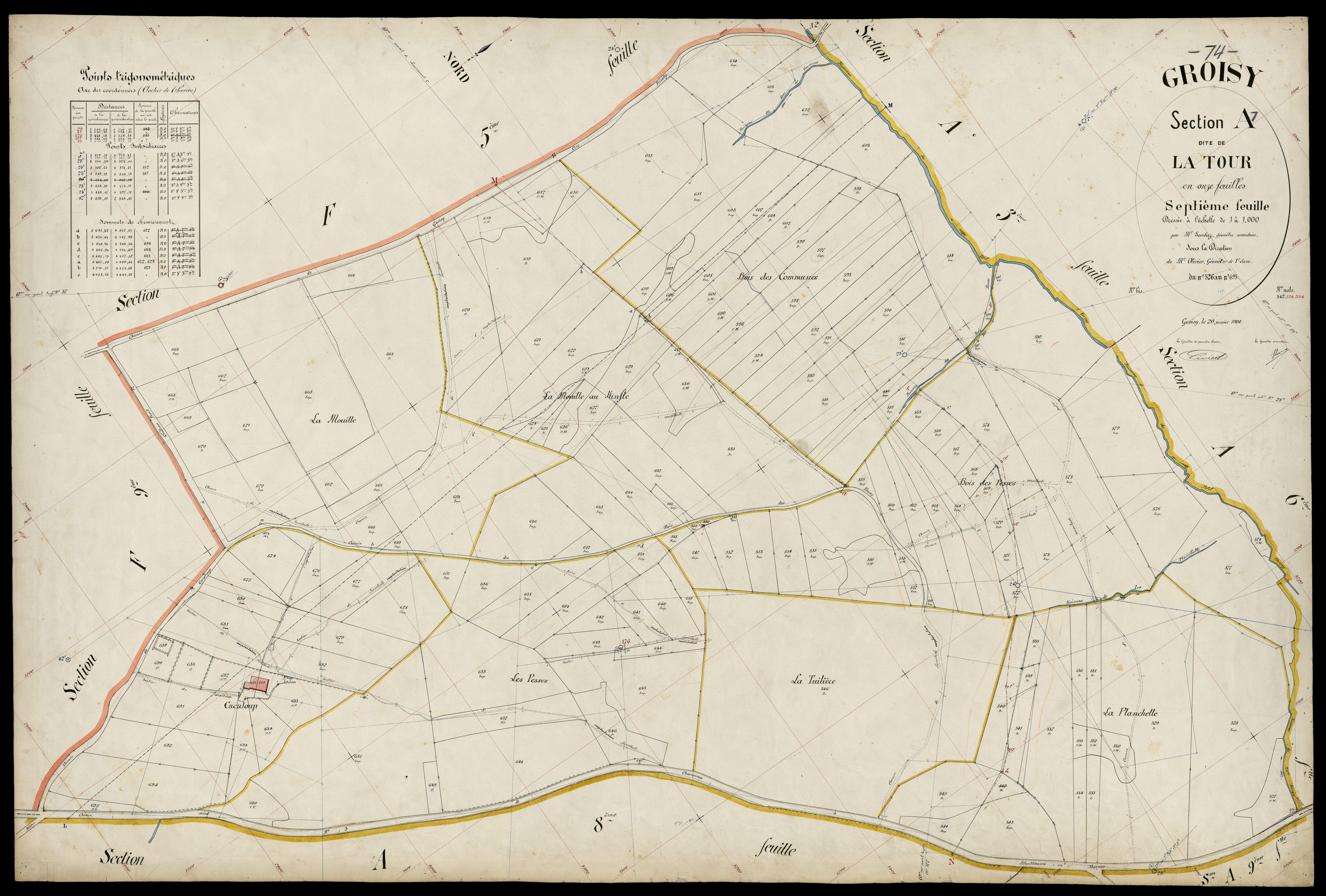 3 P 3 5046 - Feuille n° 8, parcelles n° 696 à 746 - 20 janvier 1904