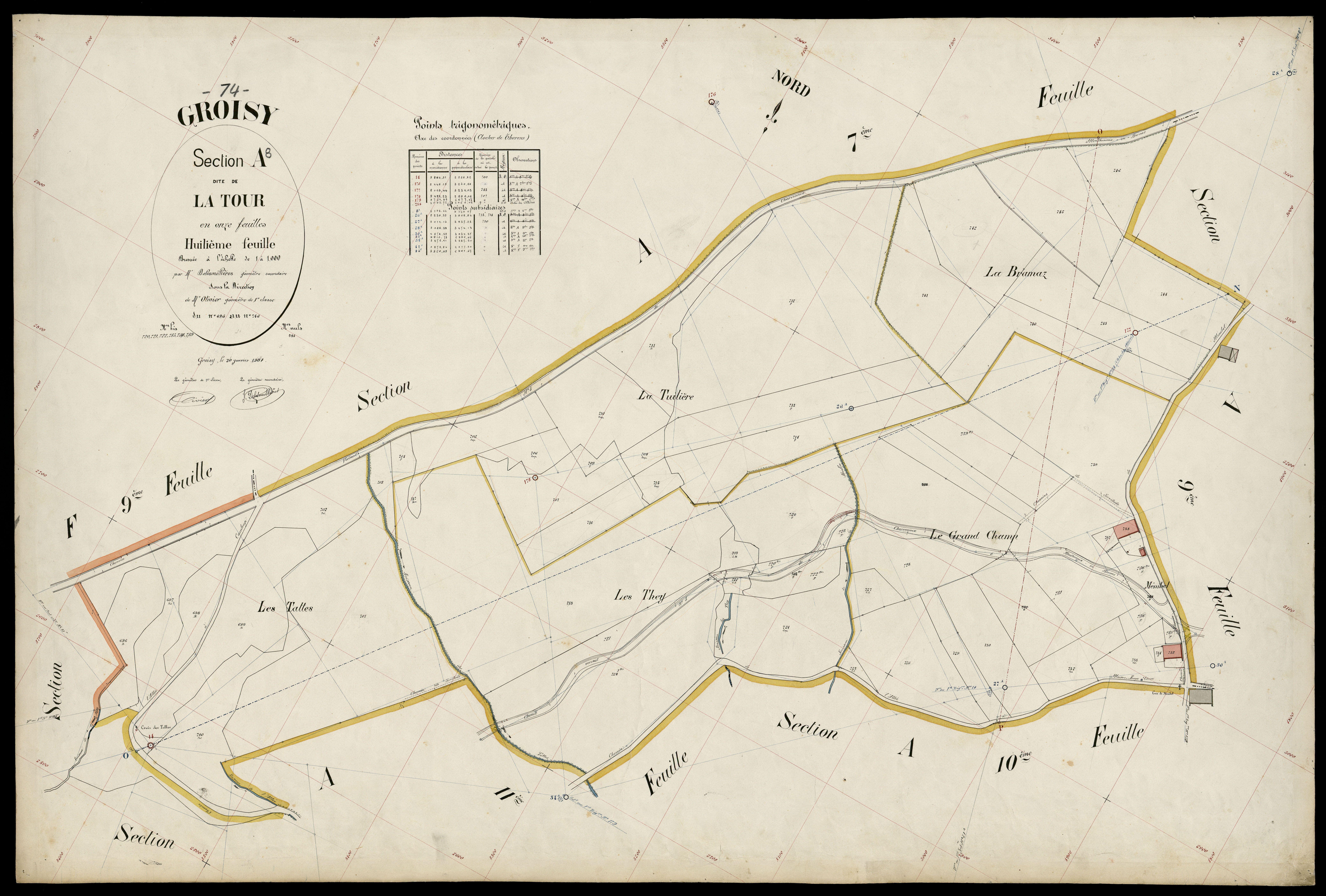 3 P 3 5047 - Feuille n° 9, parcelles n° 747 à 829 - 20 janvier 1904