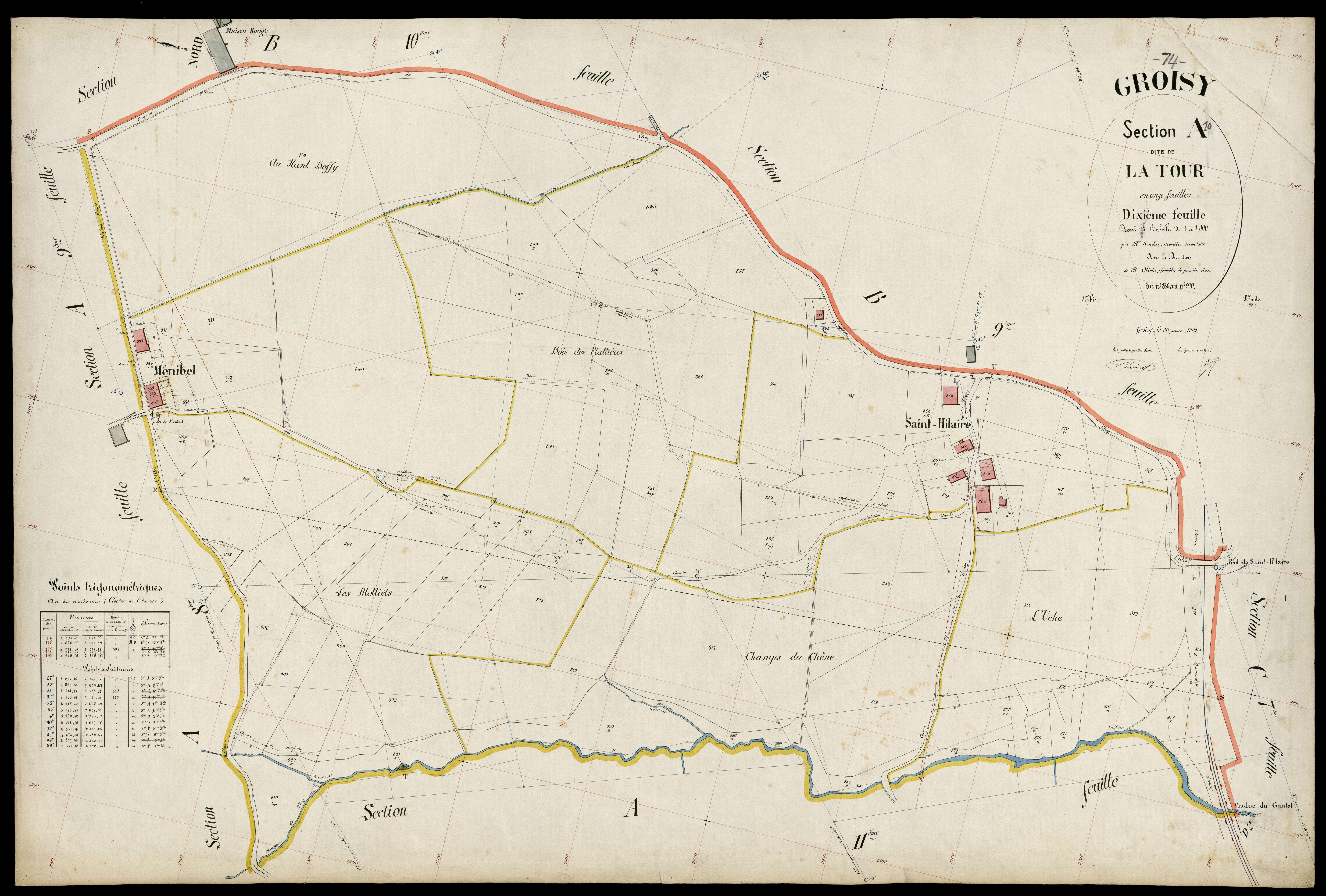 3 P 3 5049 - Feuille n° 11, parcelles n° 911 à 984 - 20 janvier 1904