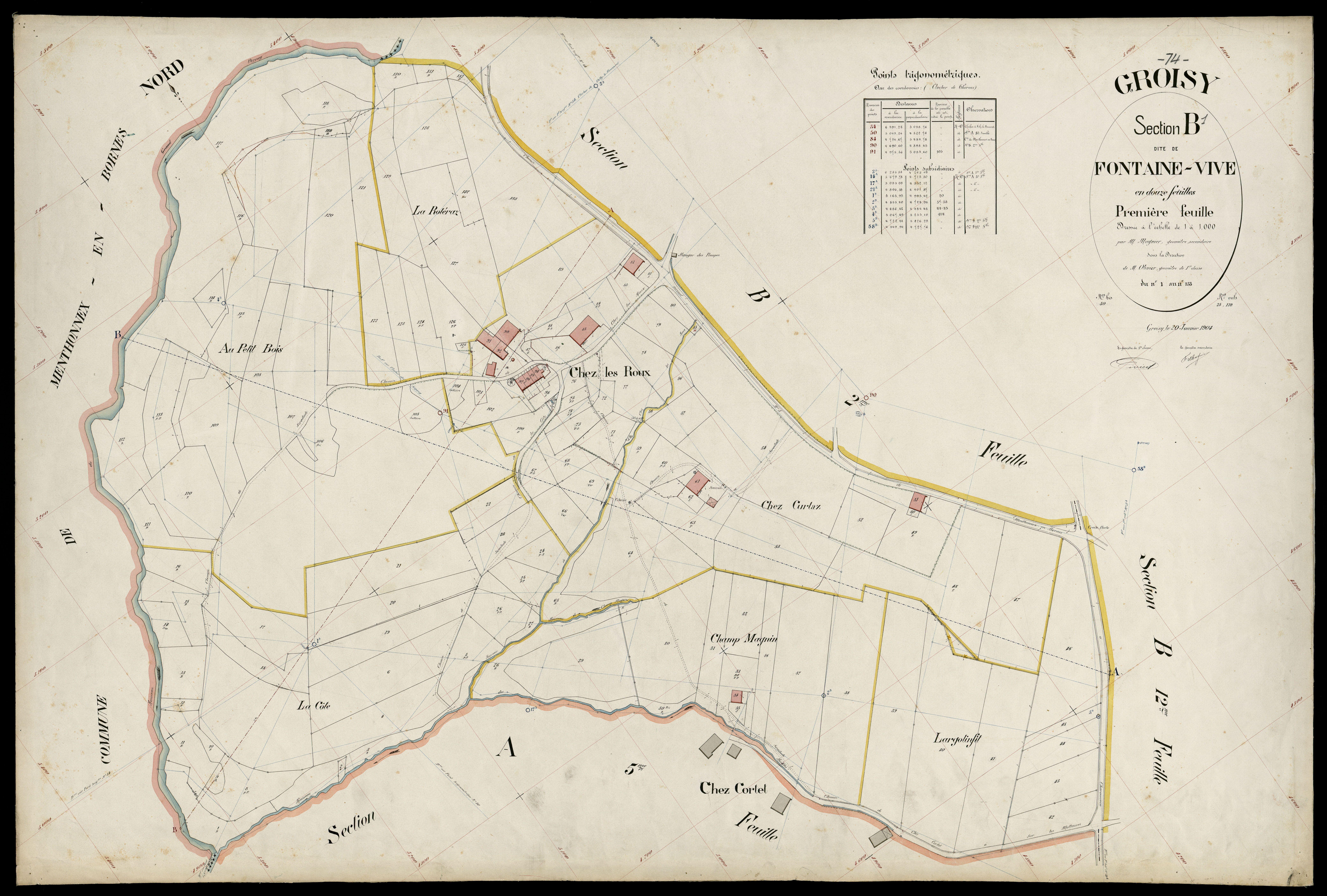 3 P 3 5051 - Feuille n° 2, parcelles n° 134 à 29 - 2 janvier 1904