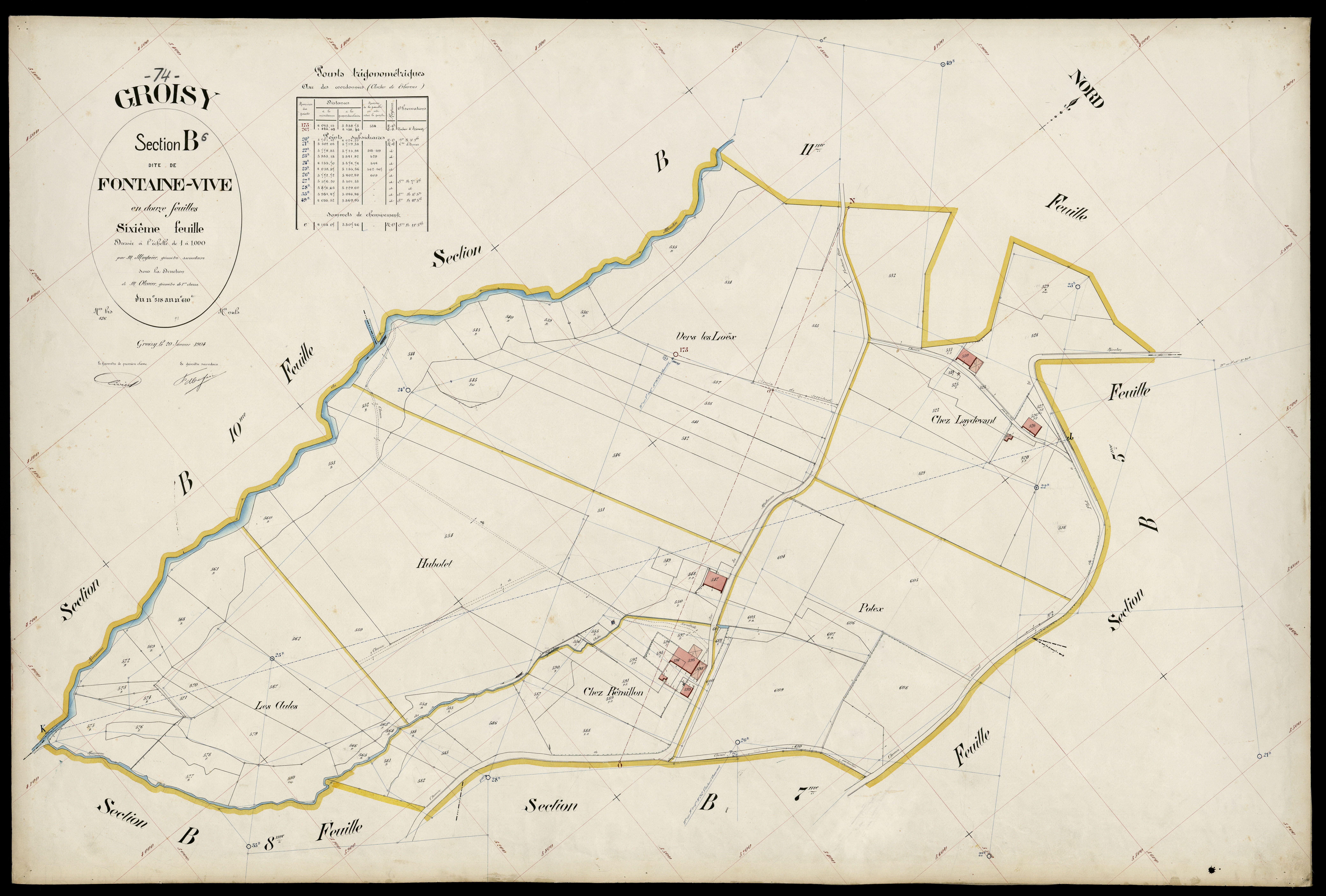 3 P 3 5056 - Feuille n° 7, parcelles n° 611 à 661 - 20 janvier 1904
