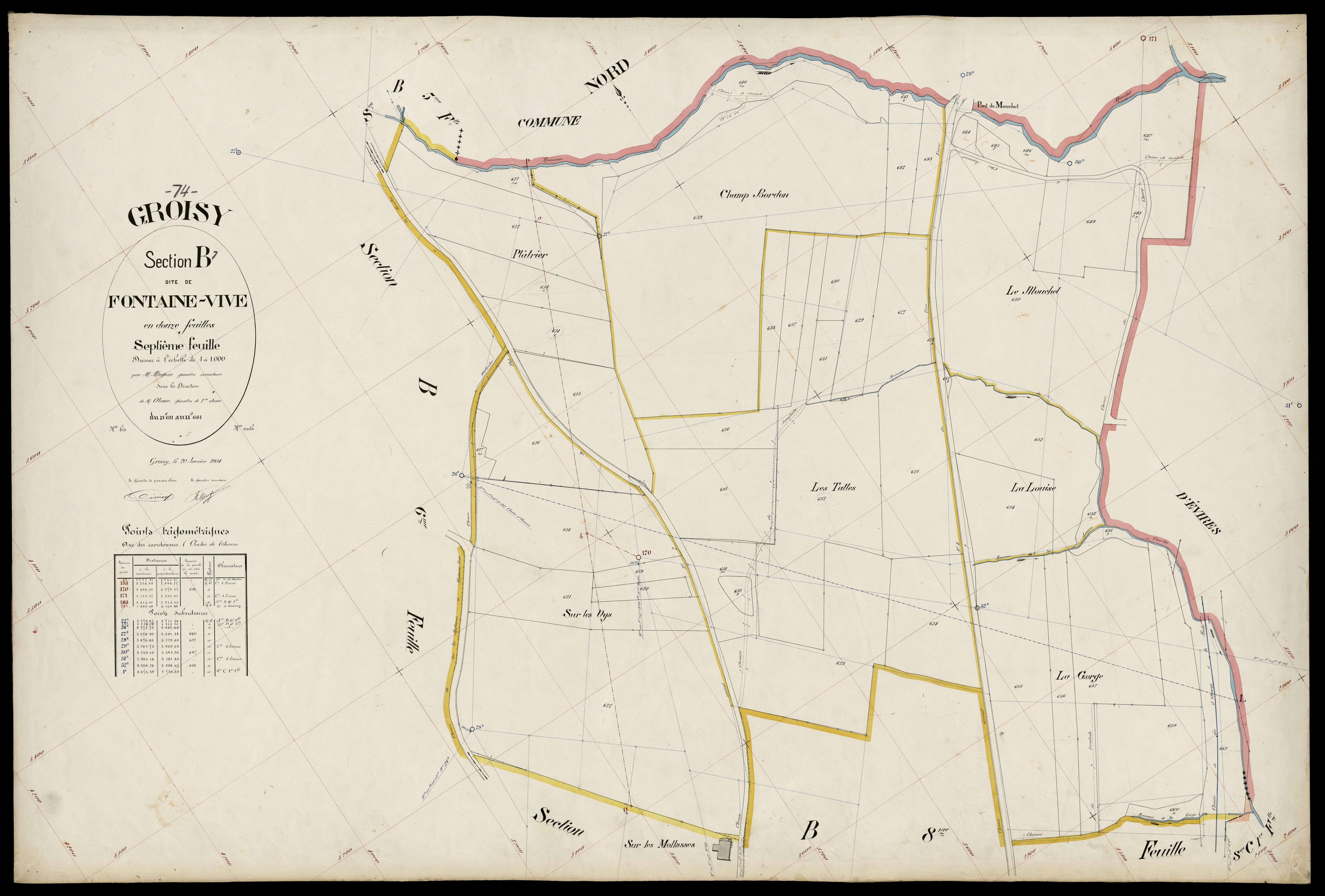 3 P 3 5057 - Feuille n° 8, parcelles n° 602 à 839 - 20 janvier 1904