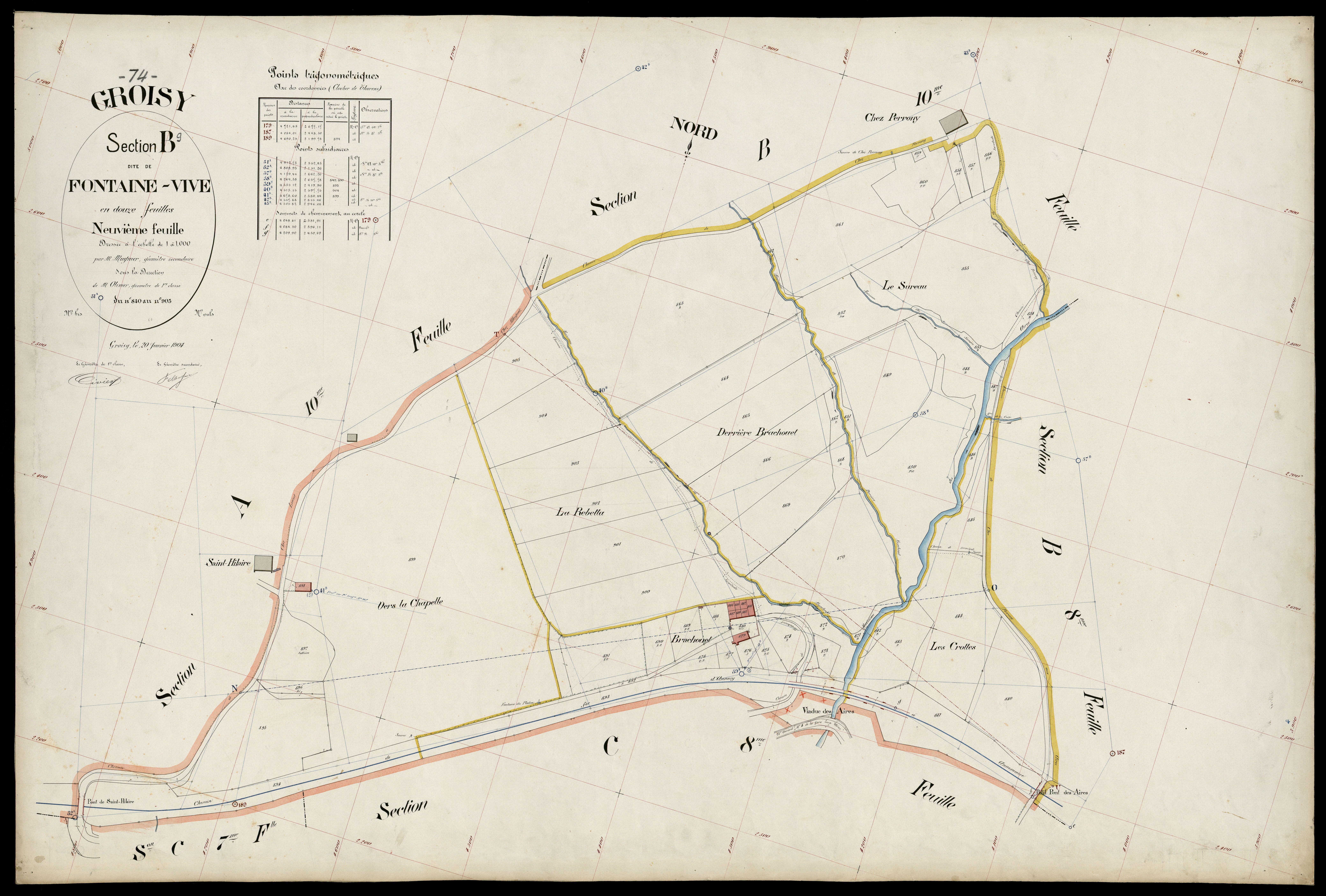 3 P 3 5059 - Feuille n° 10, parcelles n° 906 à 947 - 20 janvier 1904