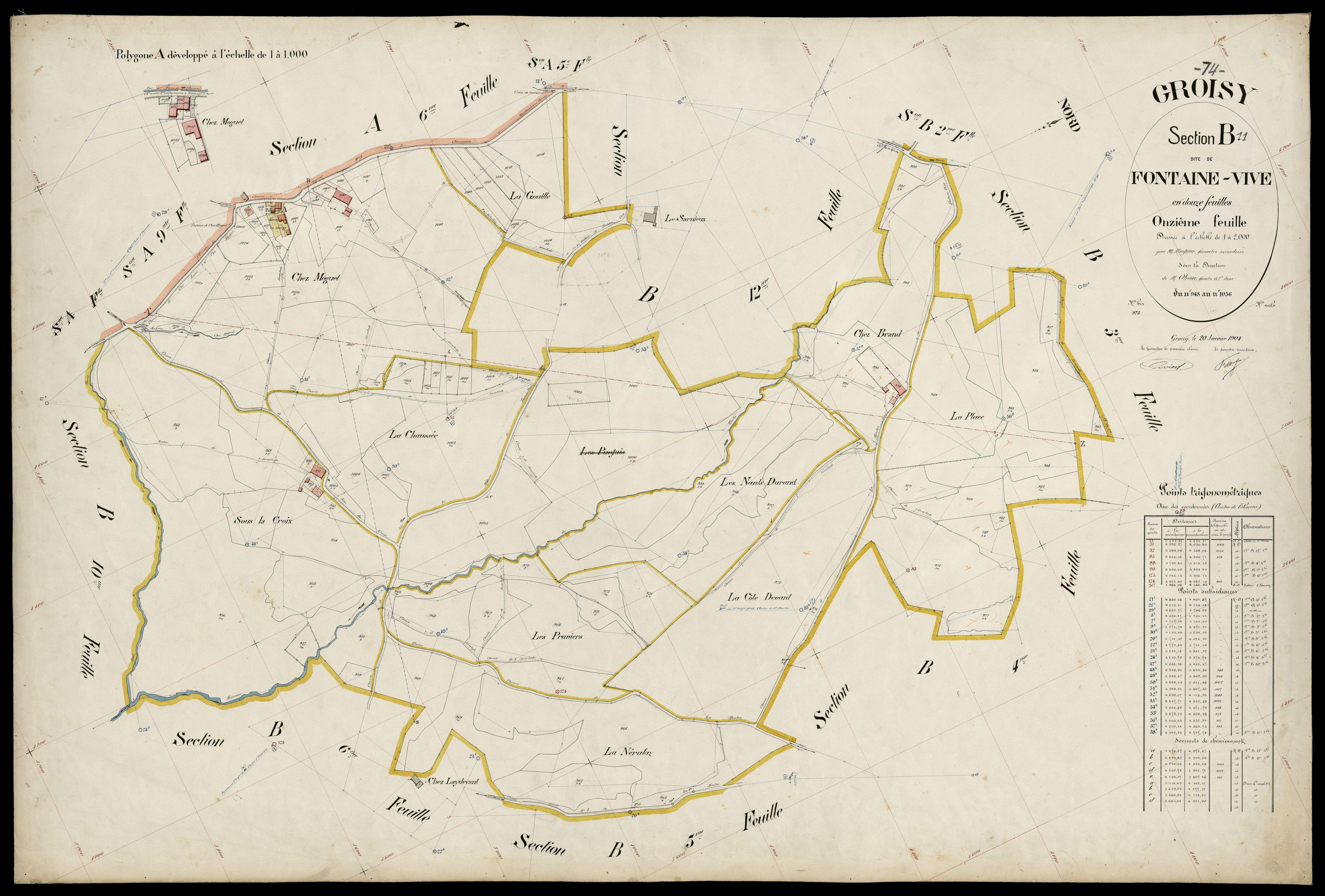 3 P 3 5061 - Feuille n° 12, parcelles n° 107 à 114 - 20 janvier 1904
