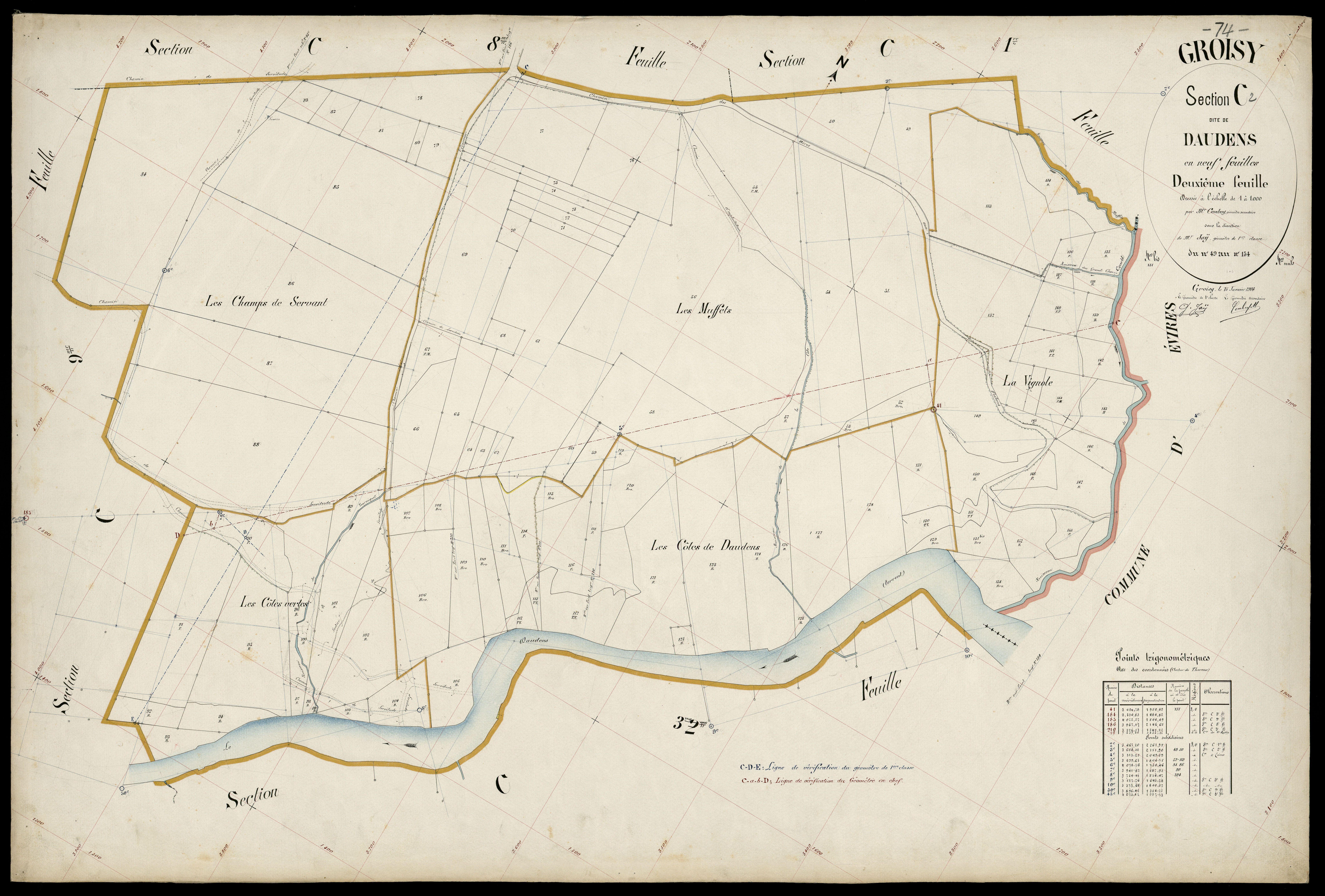 3 P 3 5064 - Feuille n° 3, parcelles n° 1 à 262 - 15 janvier 1904