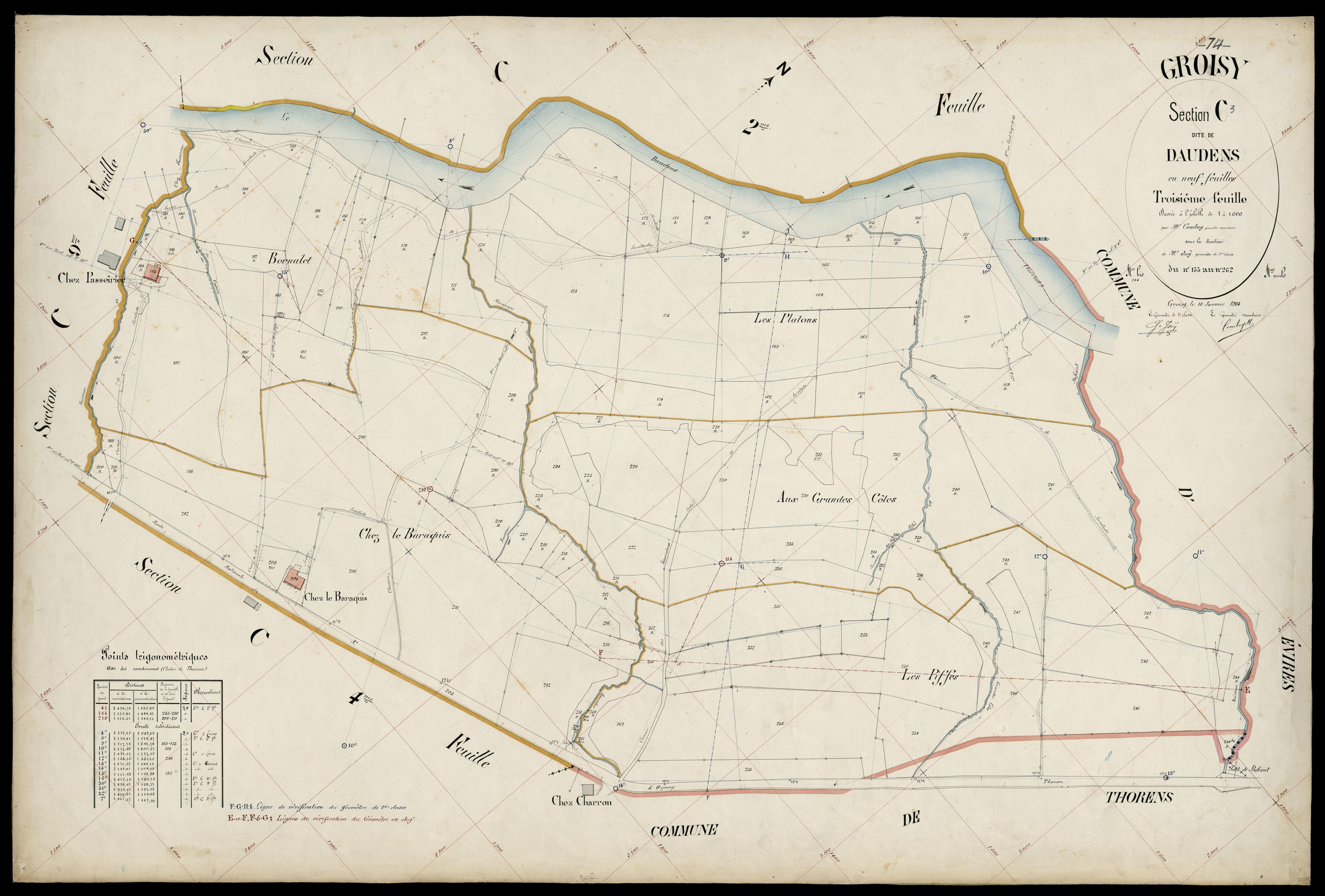 3 P 3 5065 - Feuille n° 4, parcelles n° 263 à 33 - 15 janvier 1904
