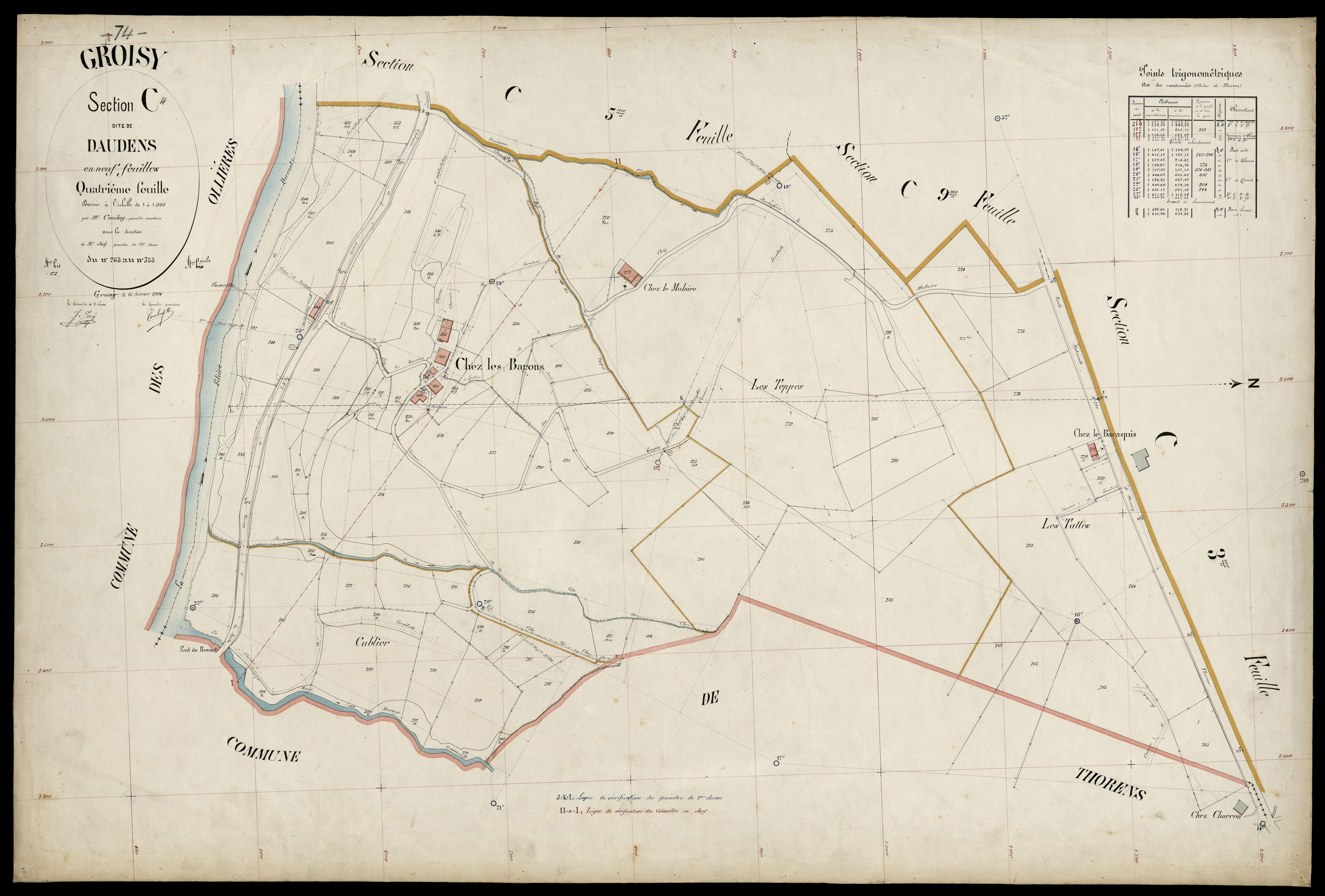 3 P 3 5066 - Feuille n° , parcelles n° 34 à 407 - 15 janvier 1904