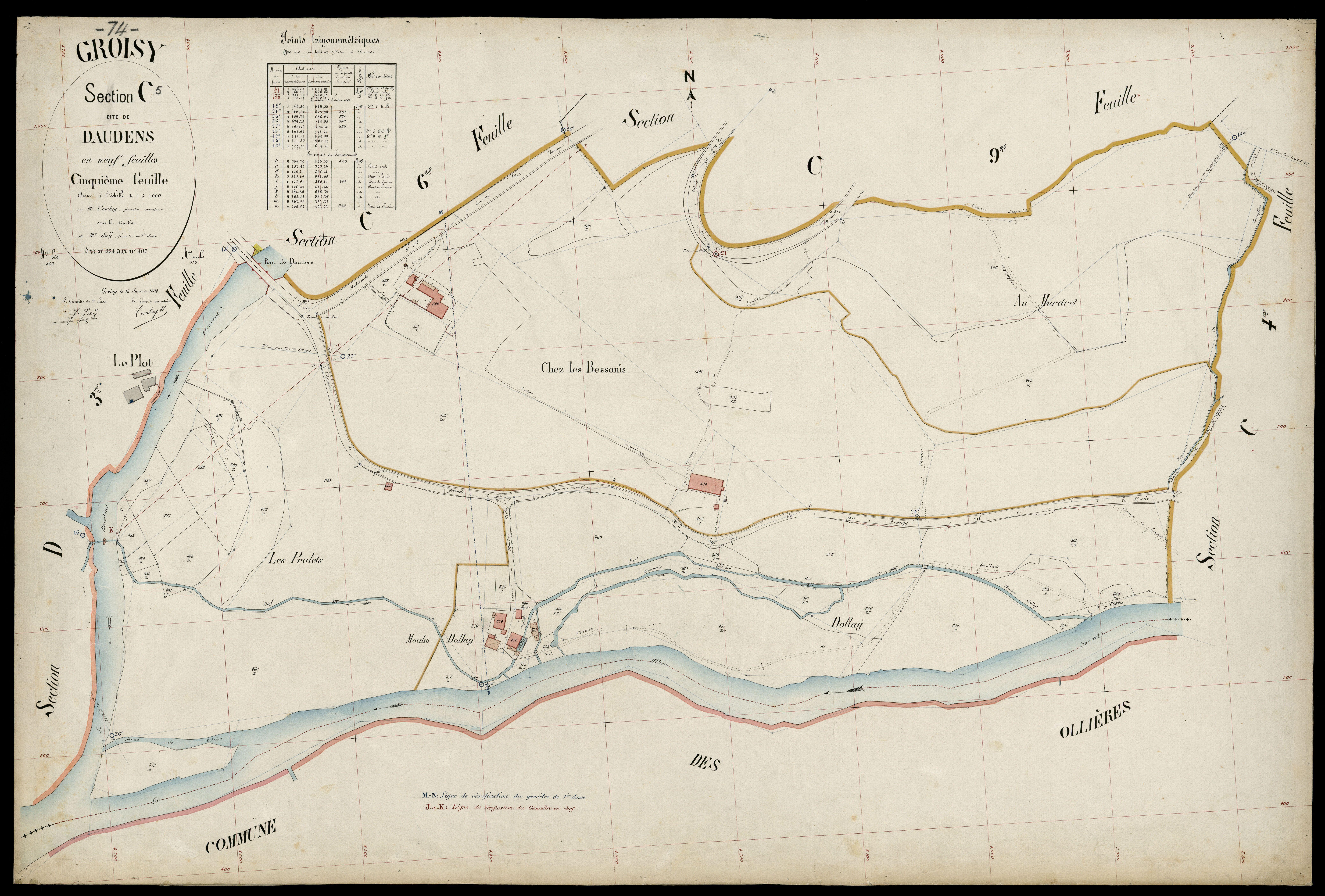 3 P 3 5067 - Feuille n° 6, parcelles n° 408 à 472 - 15 janvier 1904