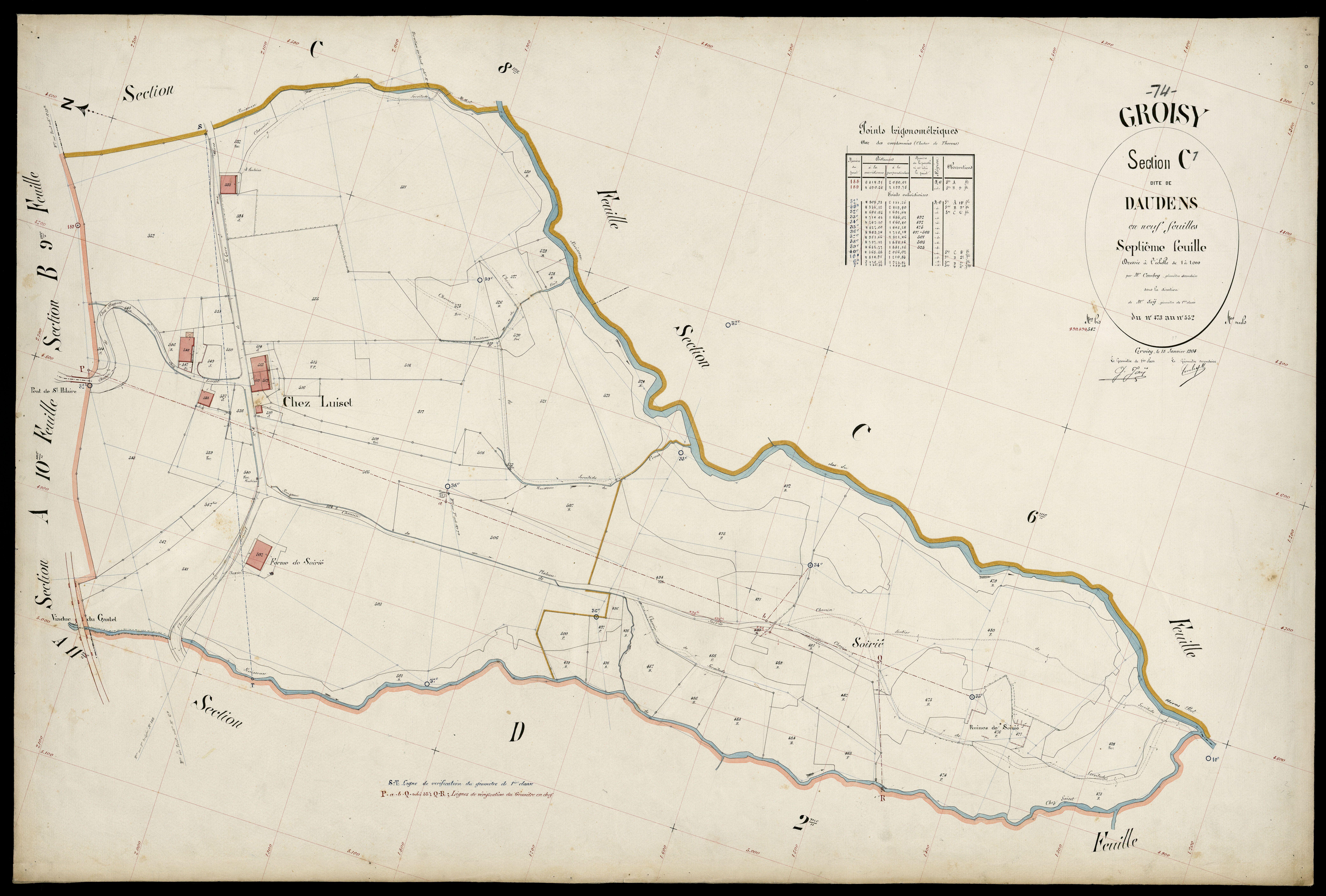 3 P 3 5069 - Feuille n° 8, parcelles n° 3 à 672 - 15 janvier 1904
