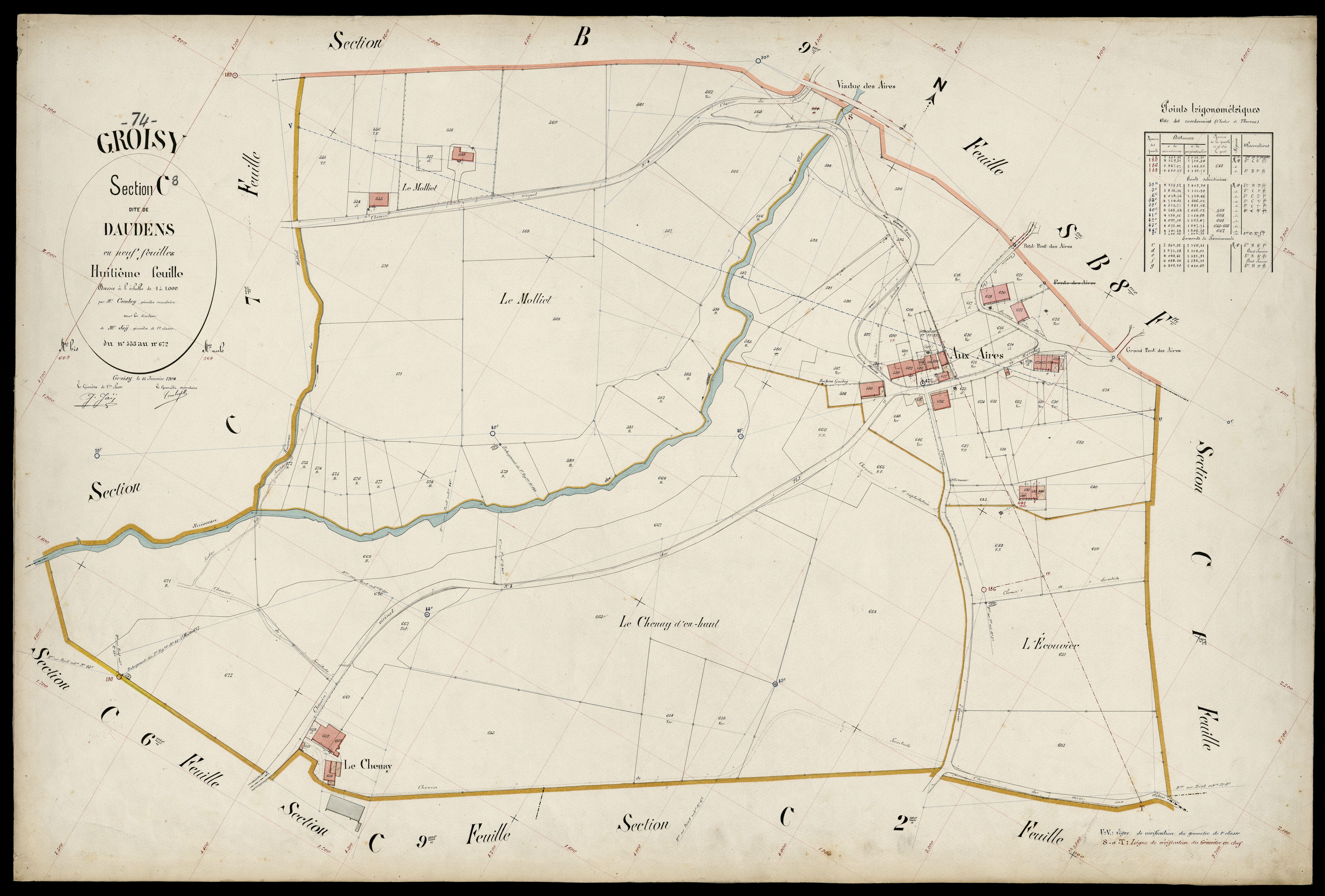 3 P 3 5070 - Feuille n° 9, parcelles n° 673 à 791 - 15 janvier 1904
