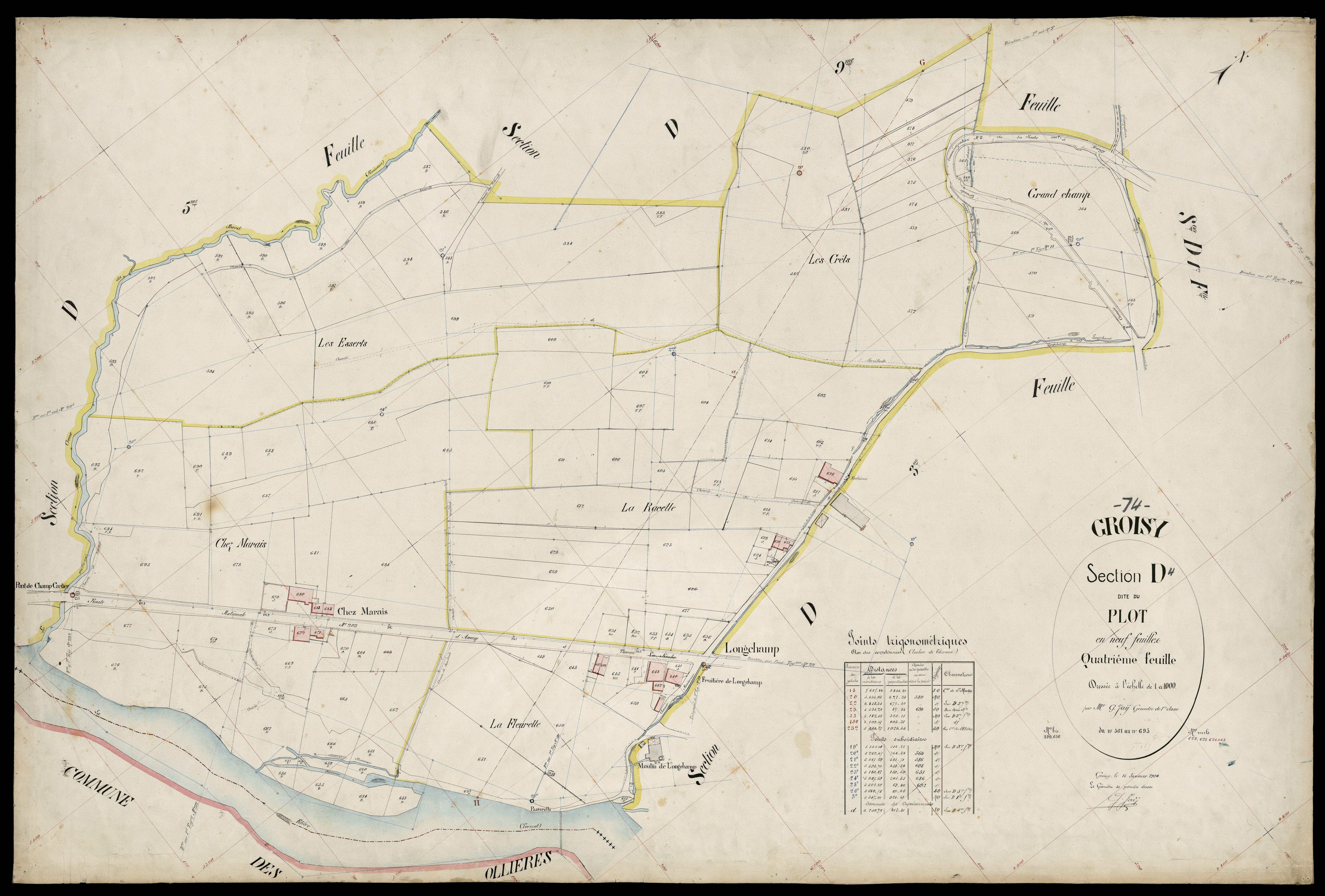 3 P 3 5075 - Feuille n° , parcelles n° 696 à 768 - 20 janvier 1904
