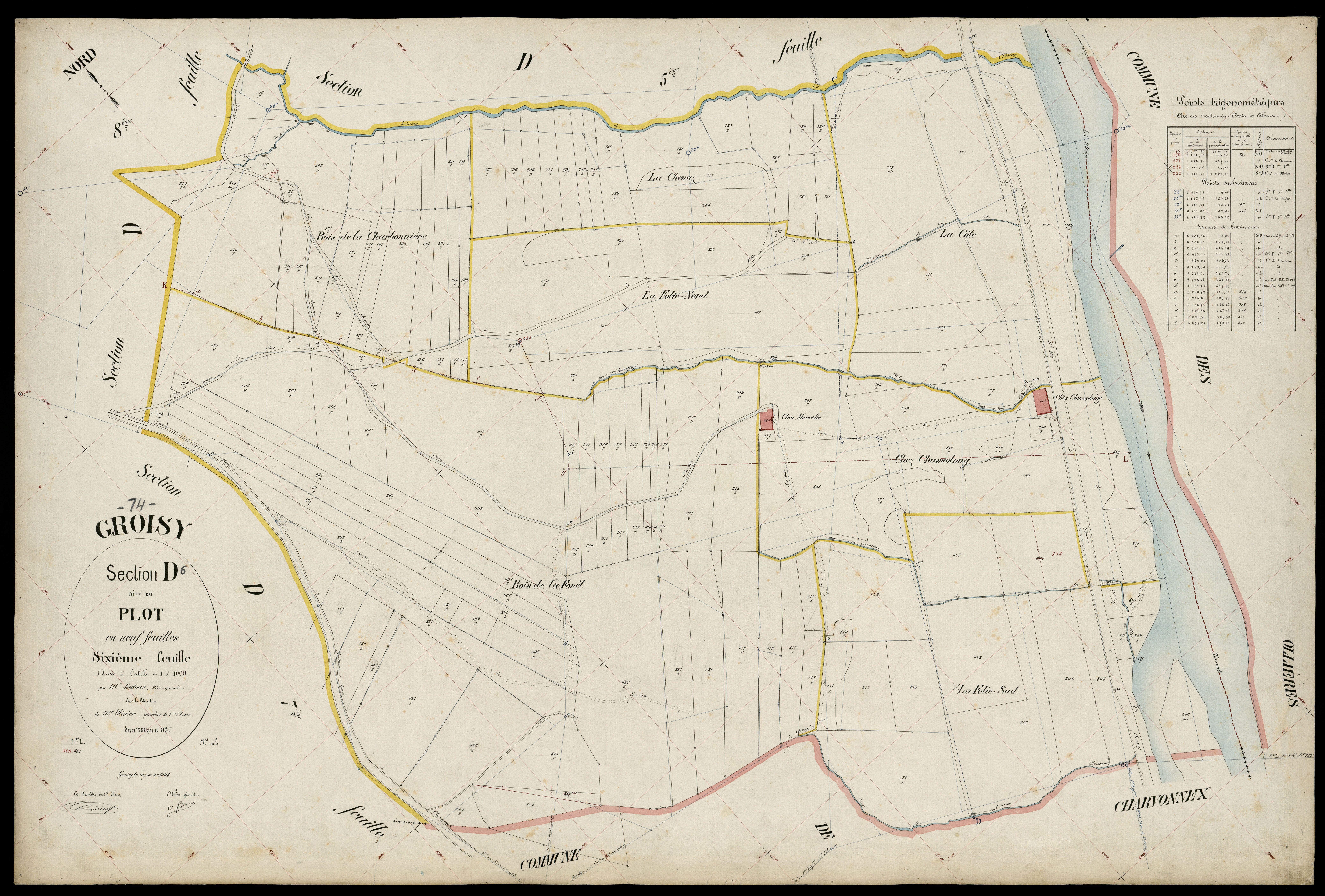 3 P 3 5077 - Feuille n° 7, parcelles n° 938 à 1018 - 20 janvier 1904