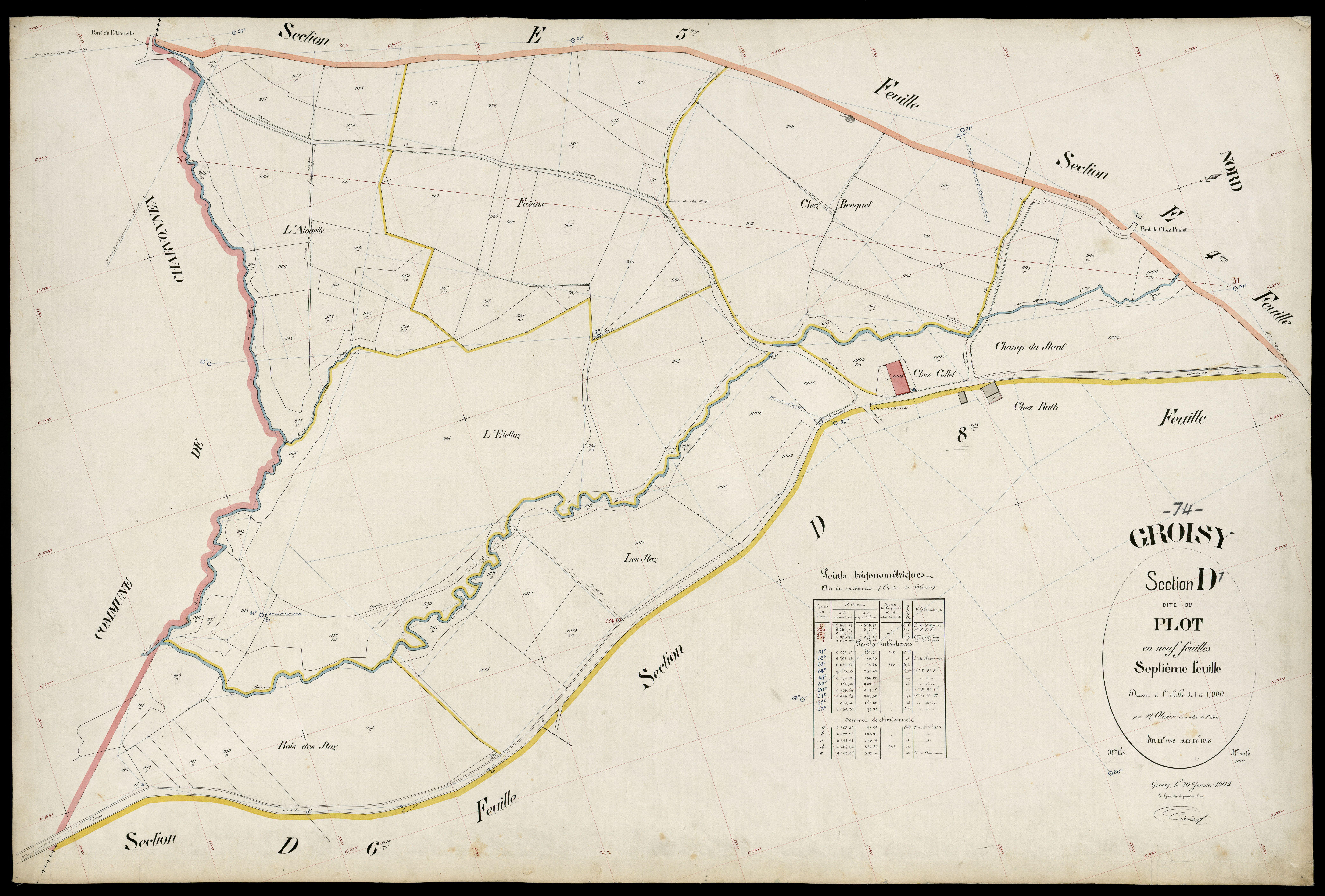3 P 3 5078 - Feuille n° 8, parcelles n° 1019 à 1161 - 20 janvier 1904
