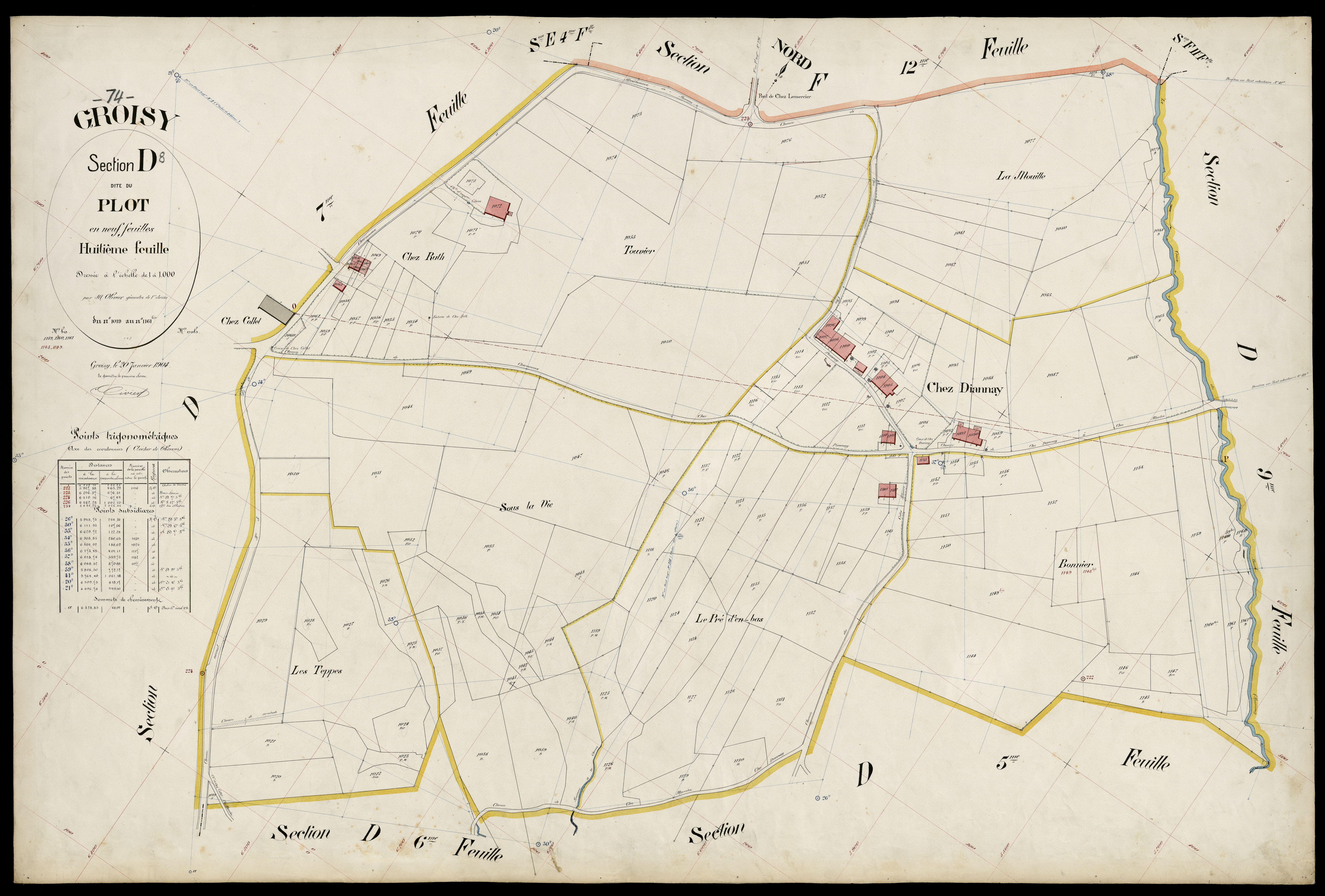 3 P 3 5079 - Feuille n° 9, parcelles n° 1162 à 1213 - 20 janvier 1904