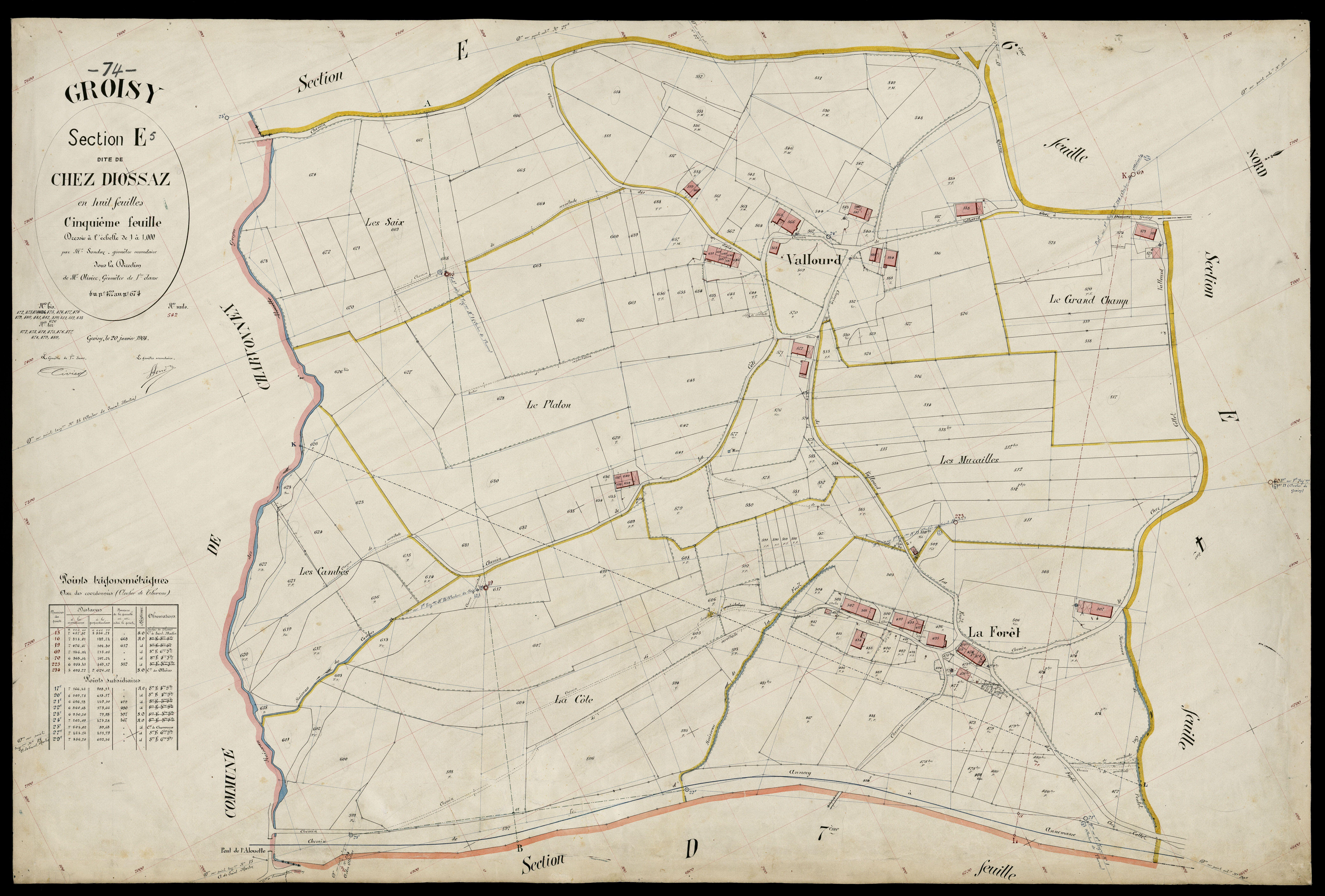 3 P 3 5085 - Feuille n° 6, parcelles n° 67 à 798 - 20 janvier 1904