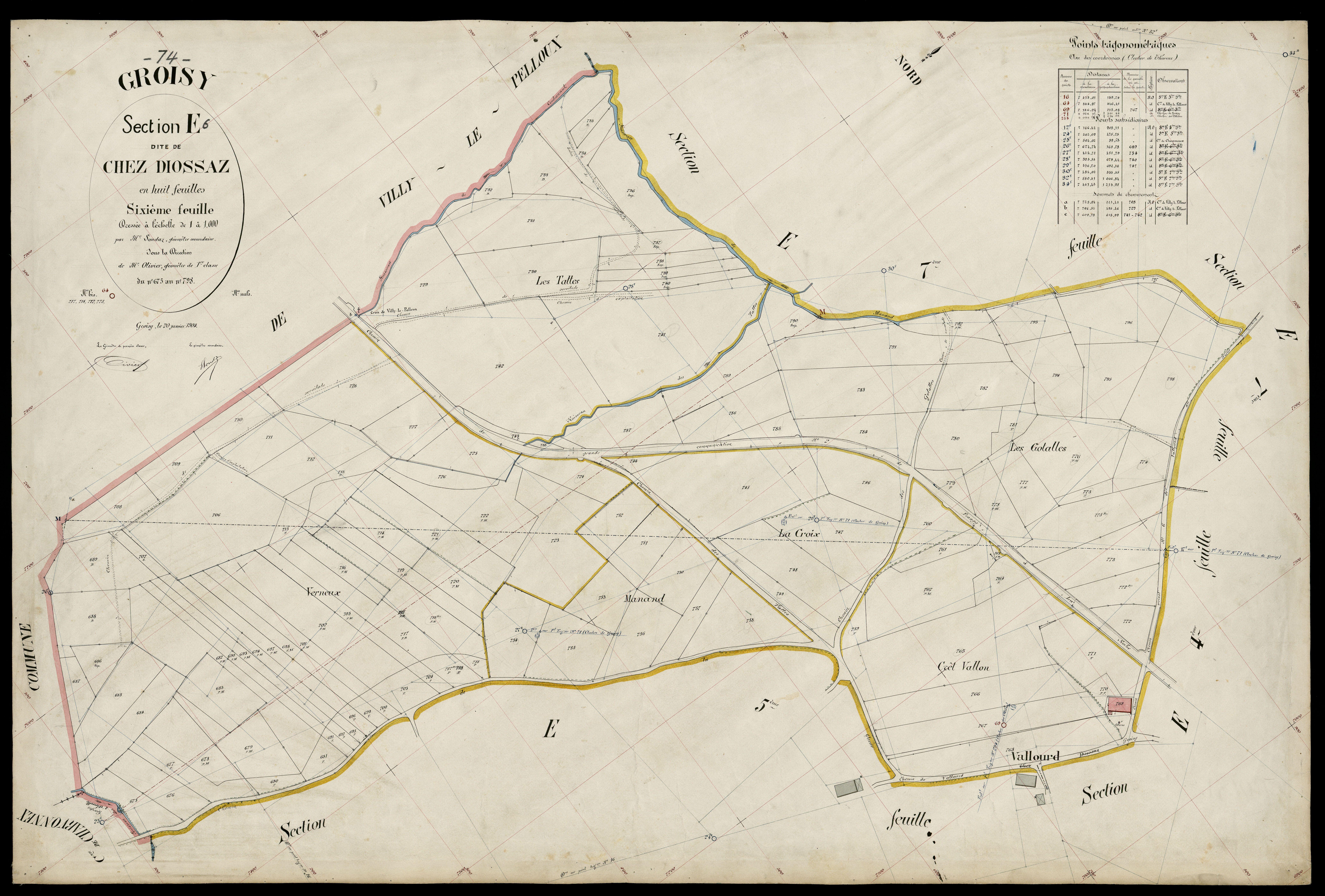 3 P 3 5086 - Feuille n° 7, parcelles n° 799 à 914 - 20 janvier 1904