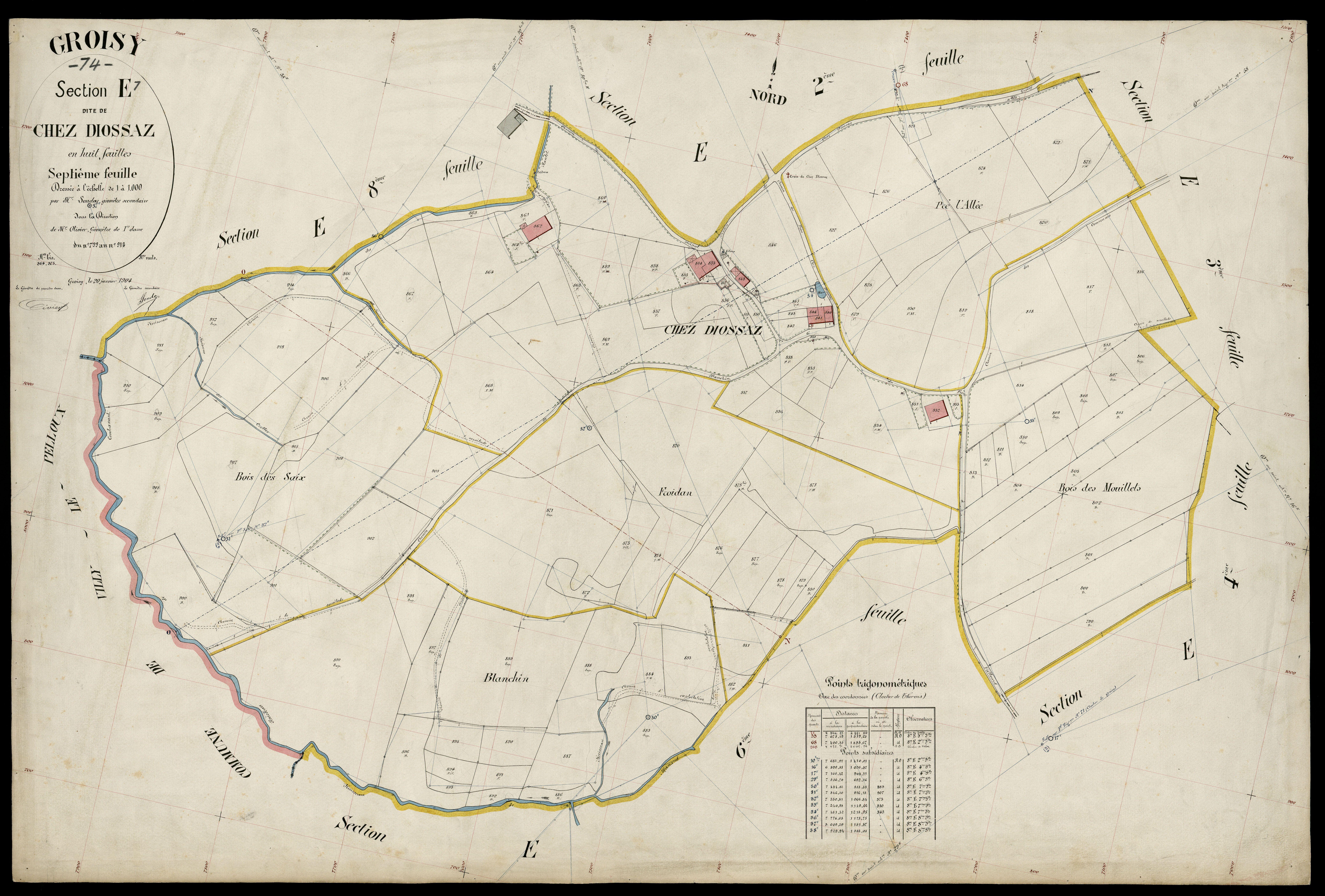 3 P 3 5087 - Feuille n° 8, parcelles n° 91 à 1070 - 20 janvier 1904