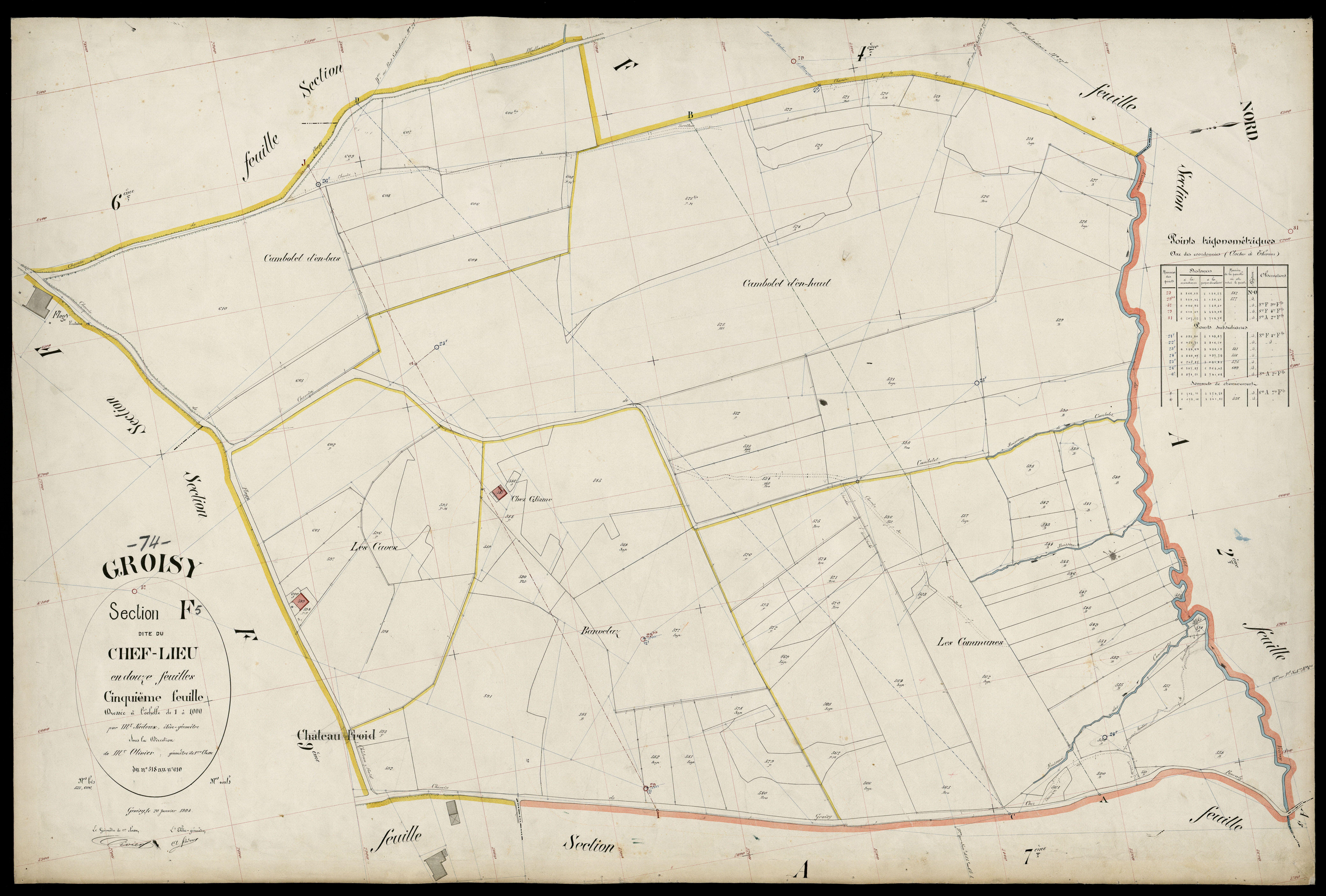3 P 3 5093 - Feuille n° 6, parcelles n° 611 à 704 - 20 janvier 1904