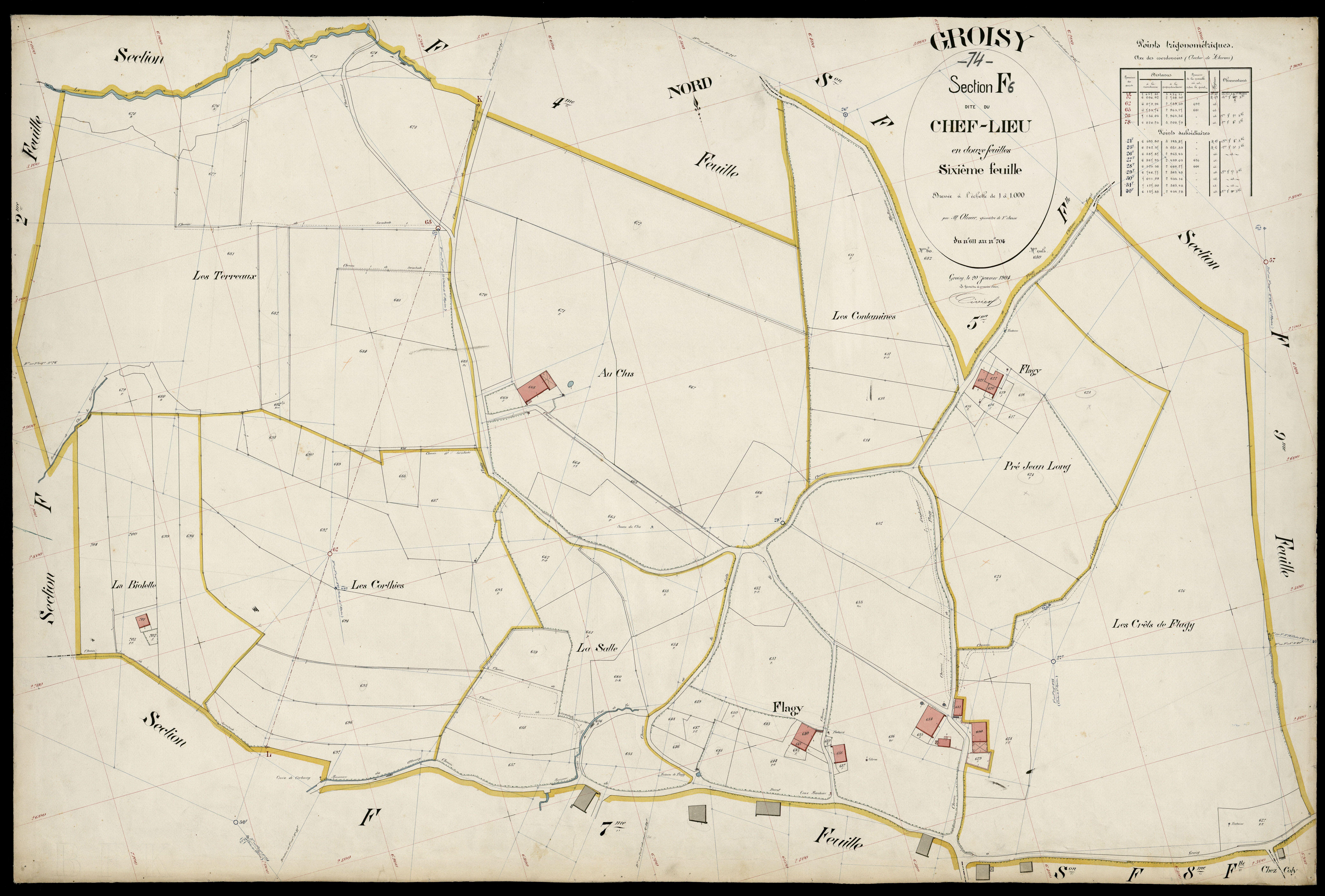 3 P 3 5094 - Feuille n° 7, parcelles n° 70 à 828 - 20 janvier 1904