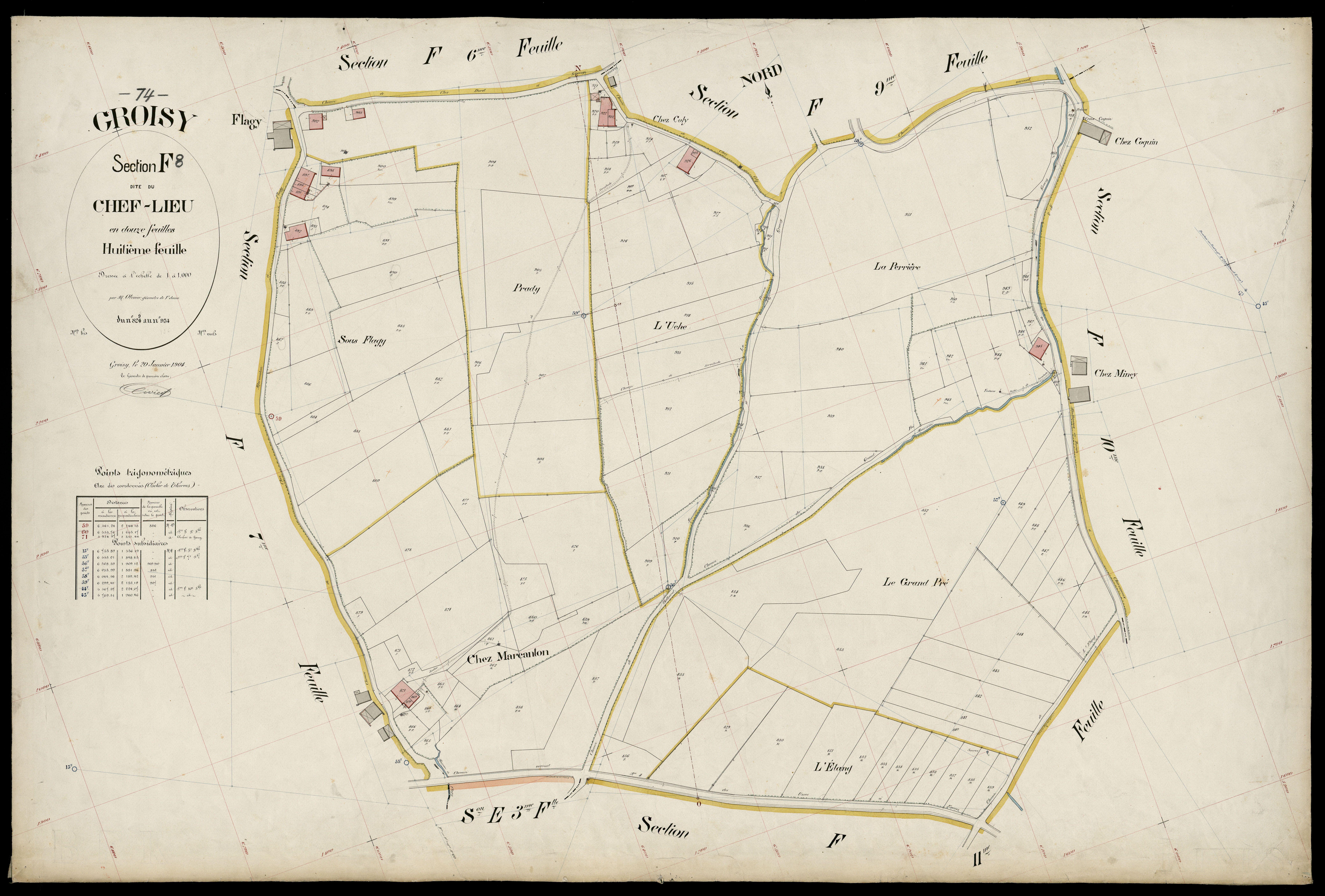 3 P 3 5096 - Feuille n° 9, parcelles n° 9 à 1078 - 20 janvier 1904