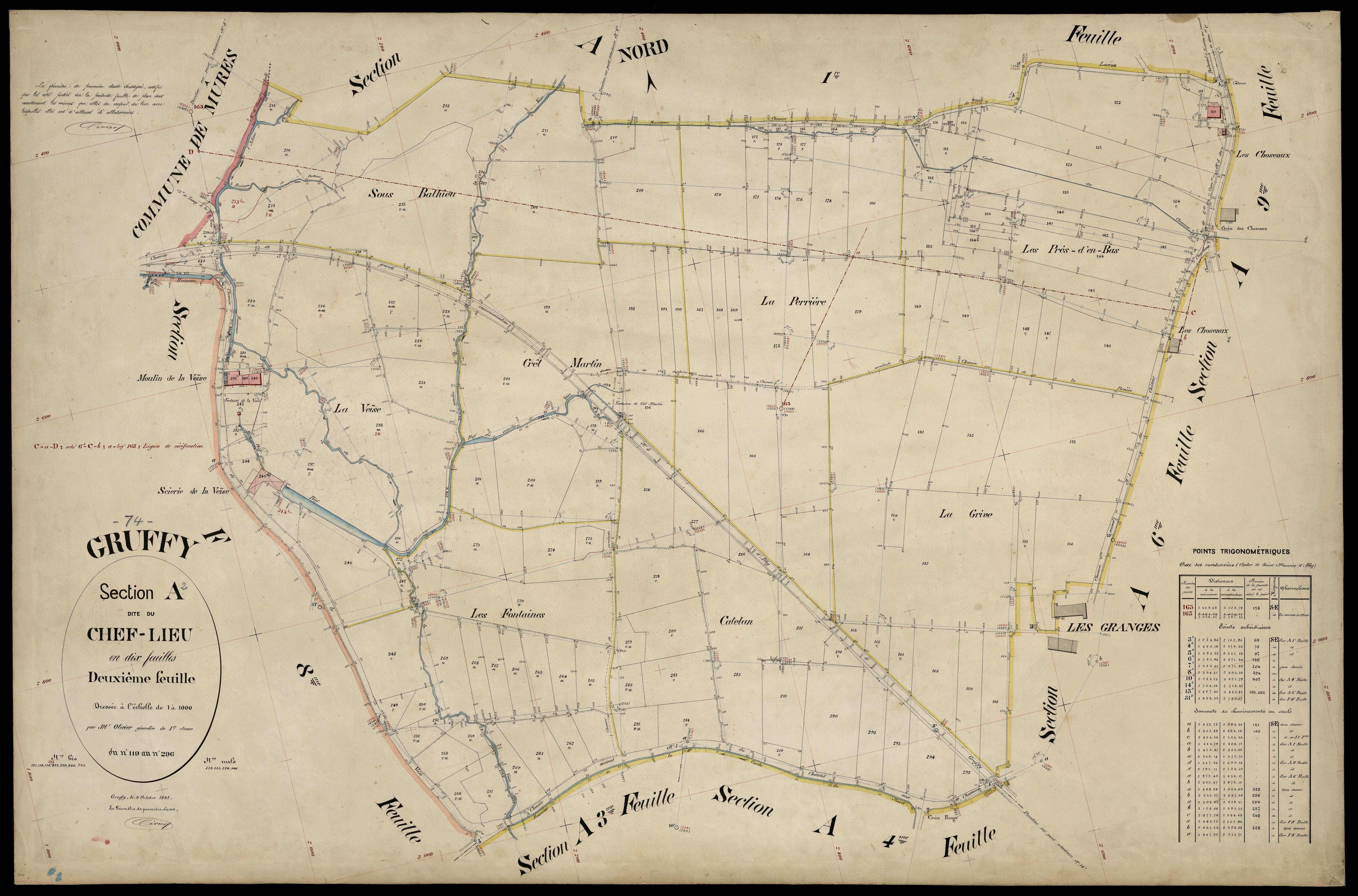 3 P 3 5103 - Feuille n° 3, parcelles n° 297 à 370 - 9 octobre 1891