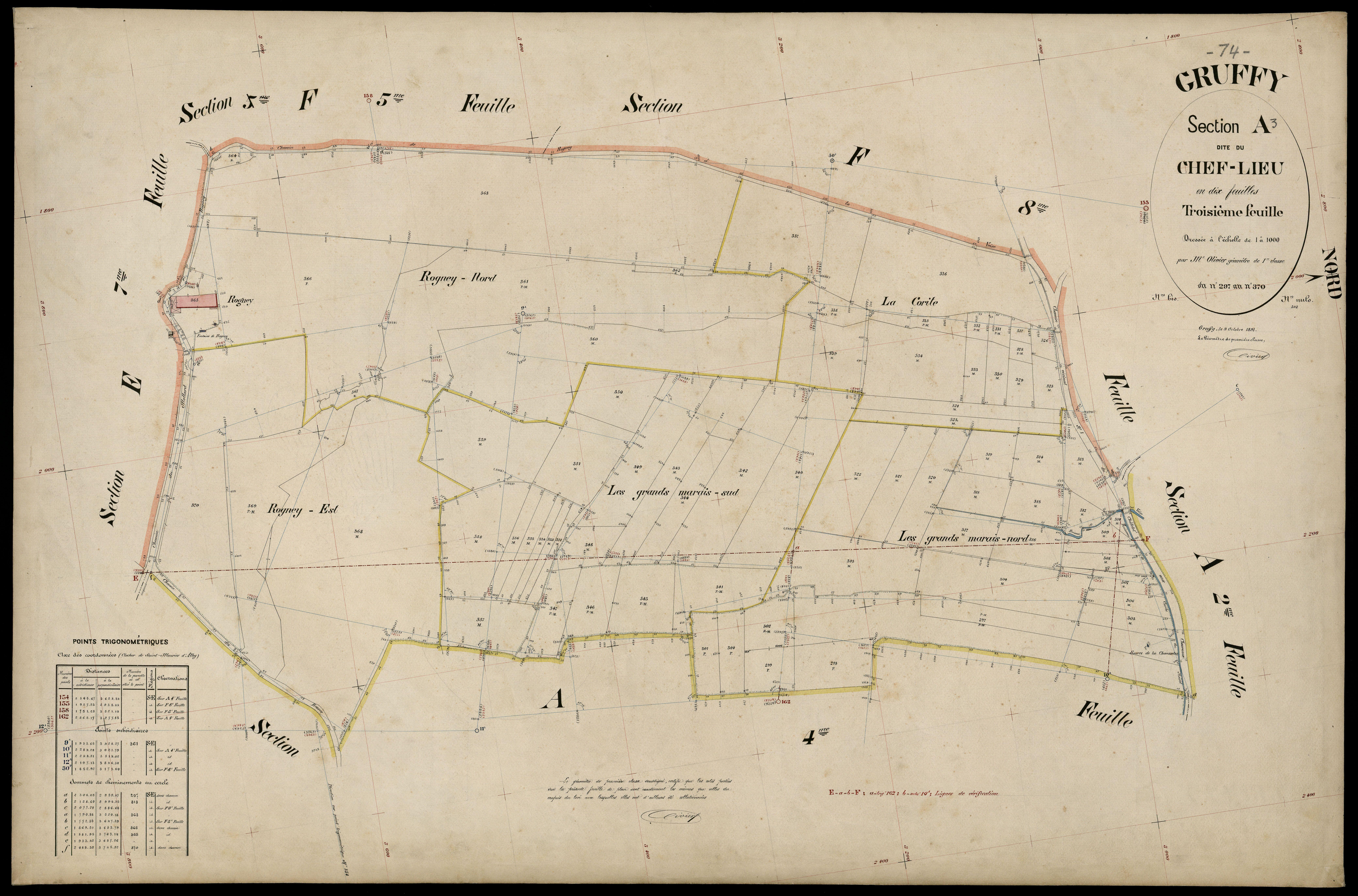 3 P 3 5104 - Feuille n° 4, parcelles n° 371 à 473 - 9 octobre 1891