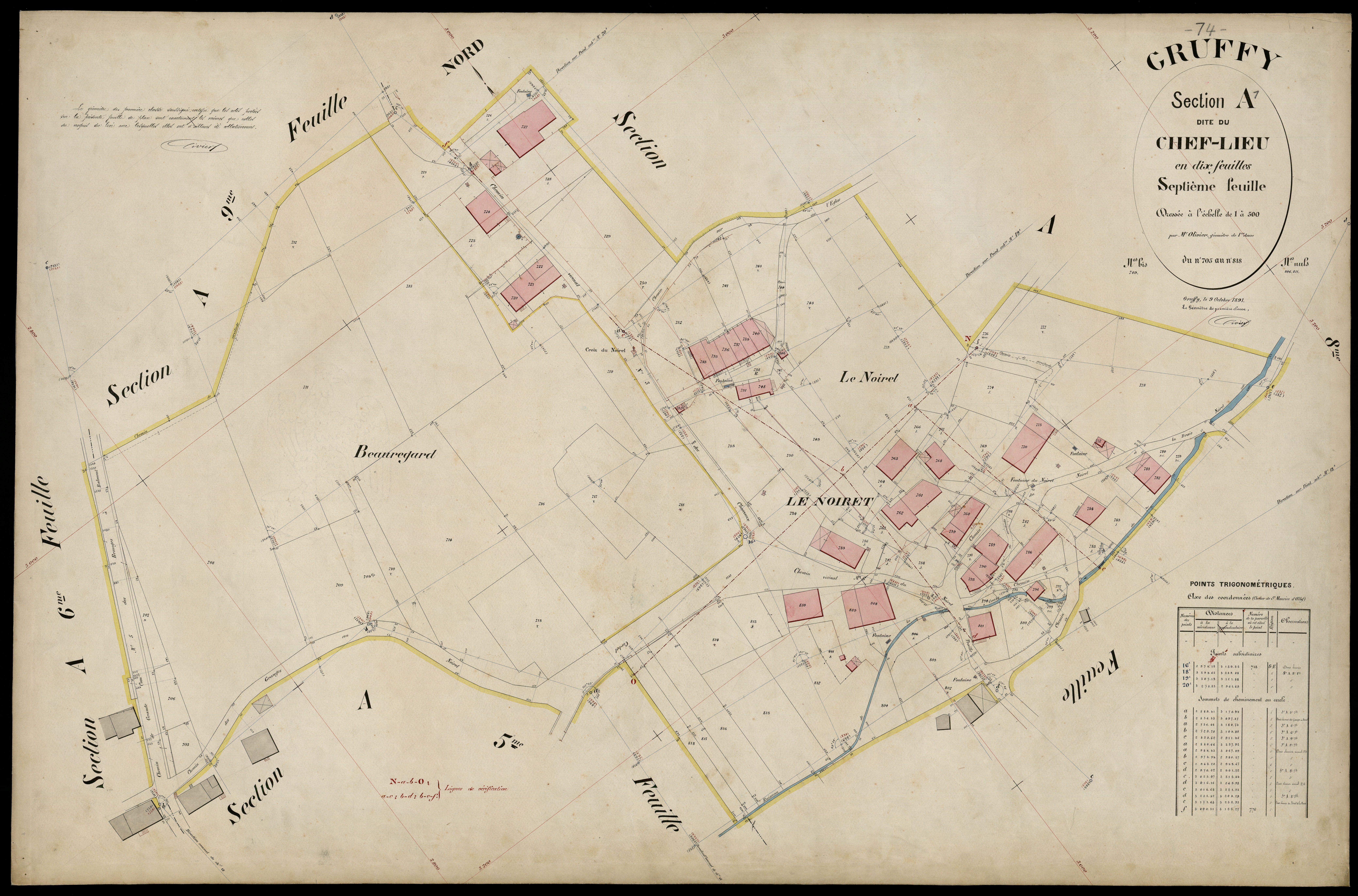 3 P 3 5108 - Feuille n° 8, parcelles n° 819 à 1011 - 9 octobre 1891