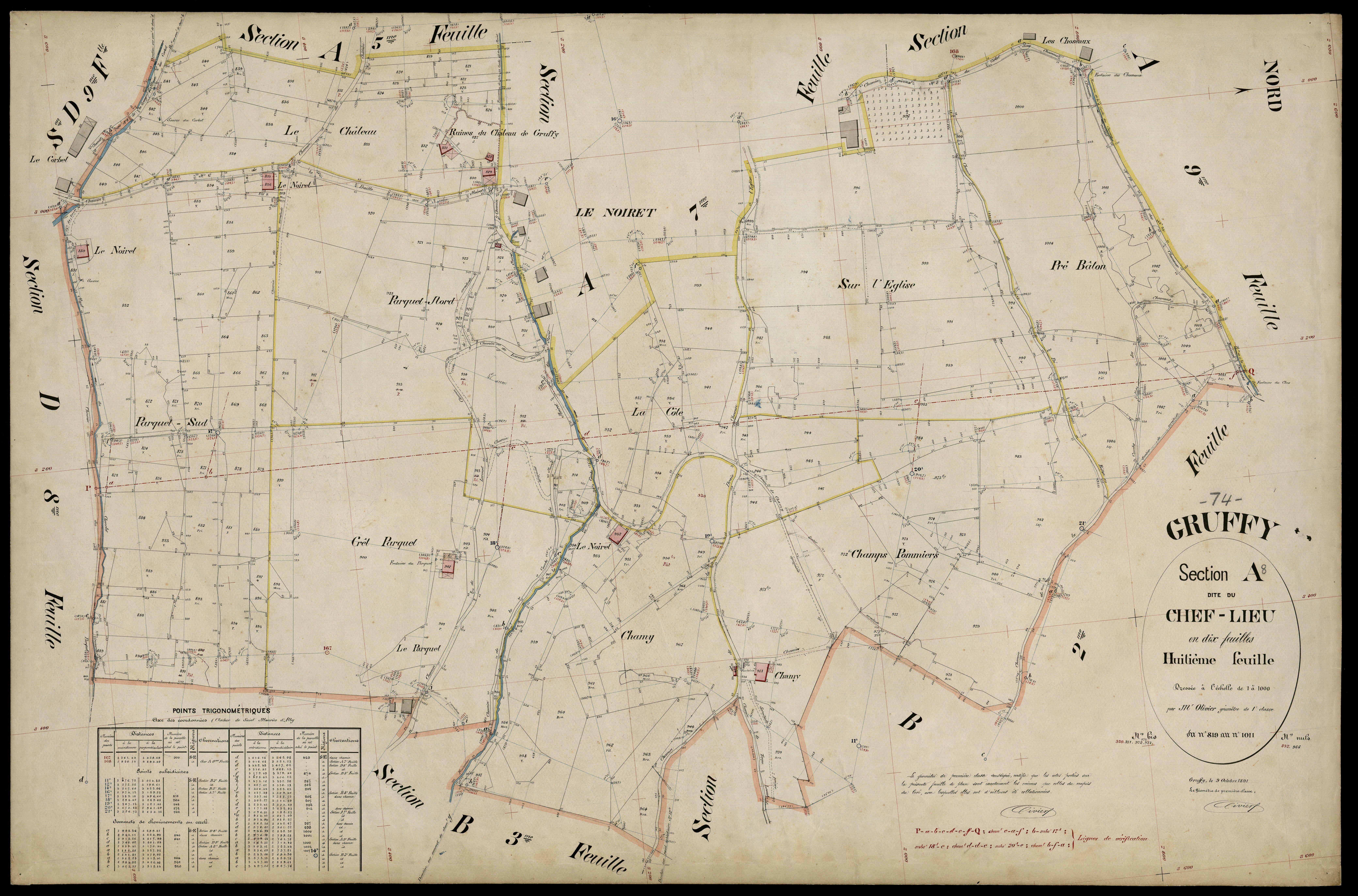 3 P 3 5109 - Feuille n° 9, parcelles n° 1012 à 1148 - 9 octobre 1891