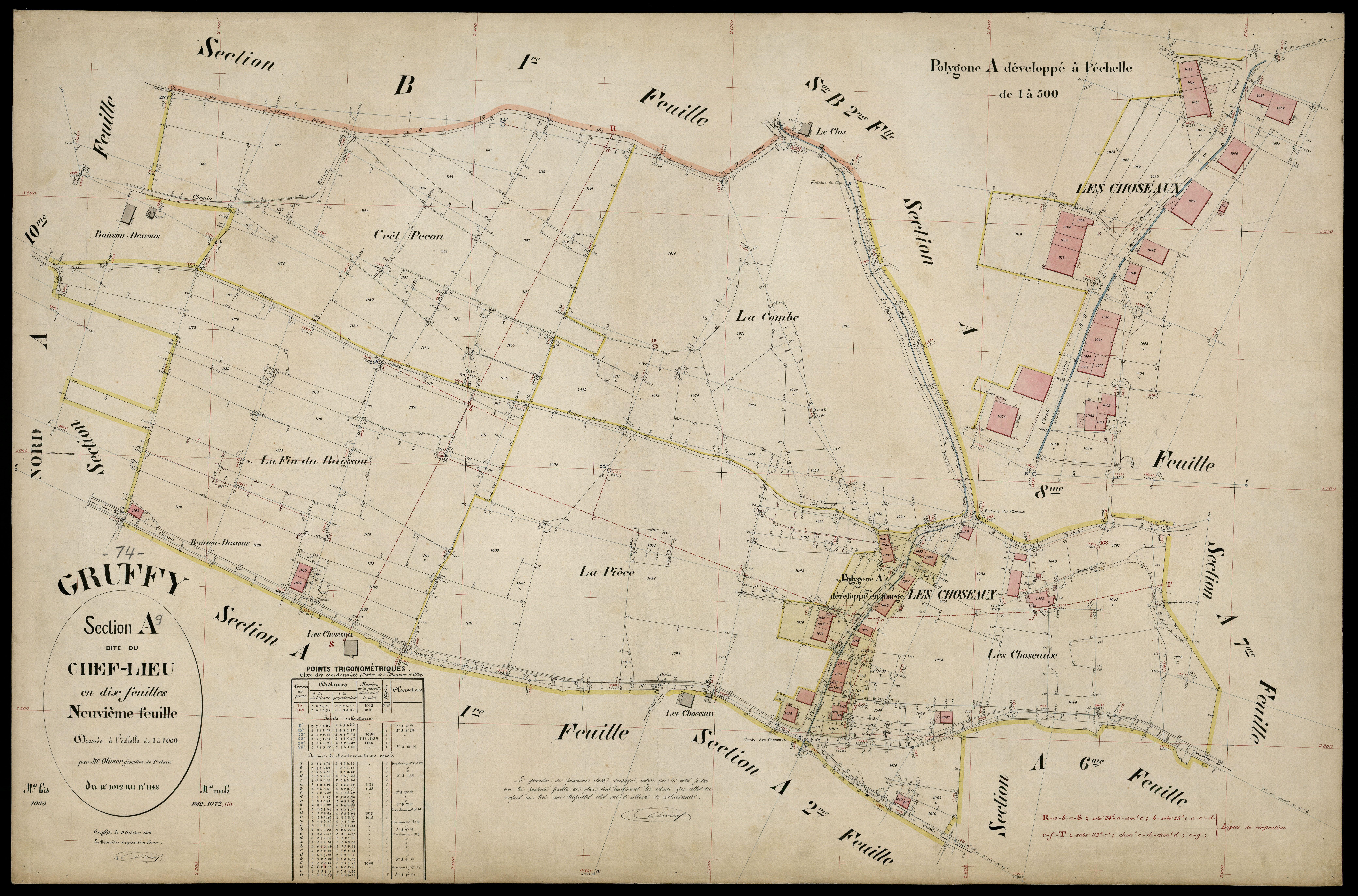 3 P 3 5110 - Feuille n° 10, parcelles n° 1149 à 1264 - 9 octobre 1891