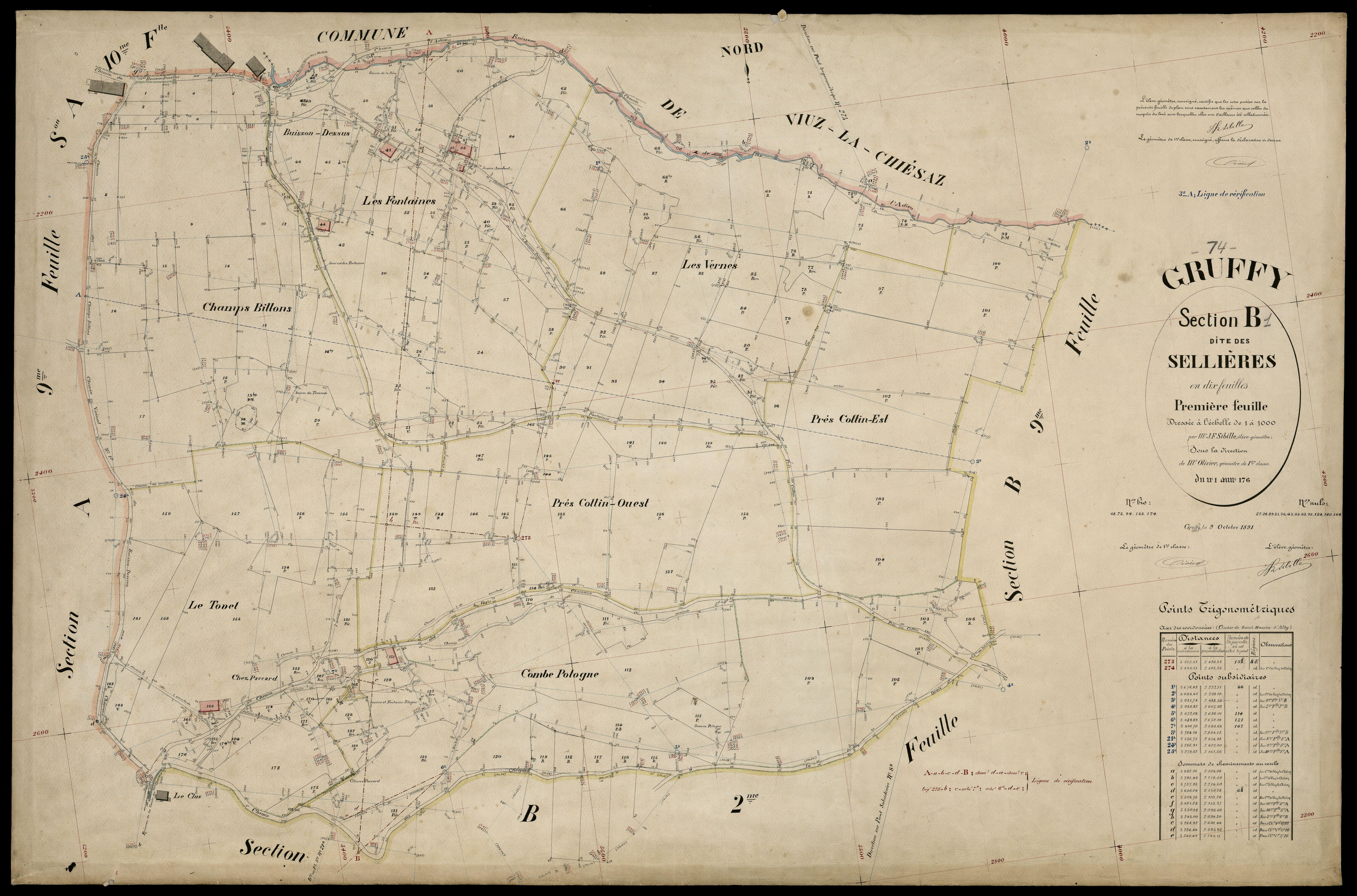 3 P 3 5112 - Feuille n° 2, parcelles n° 177 à 313 - 9 octobre 1891
