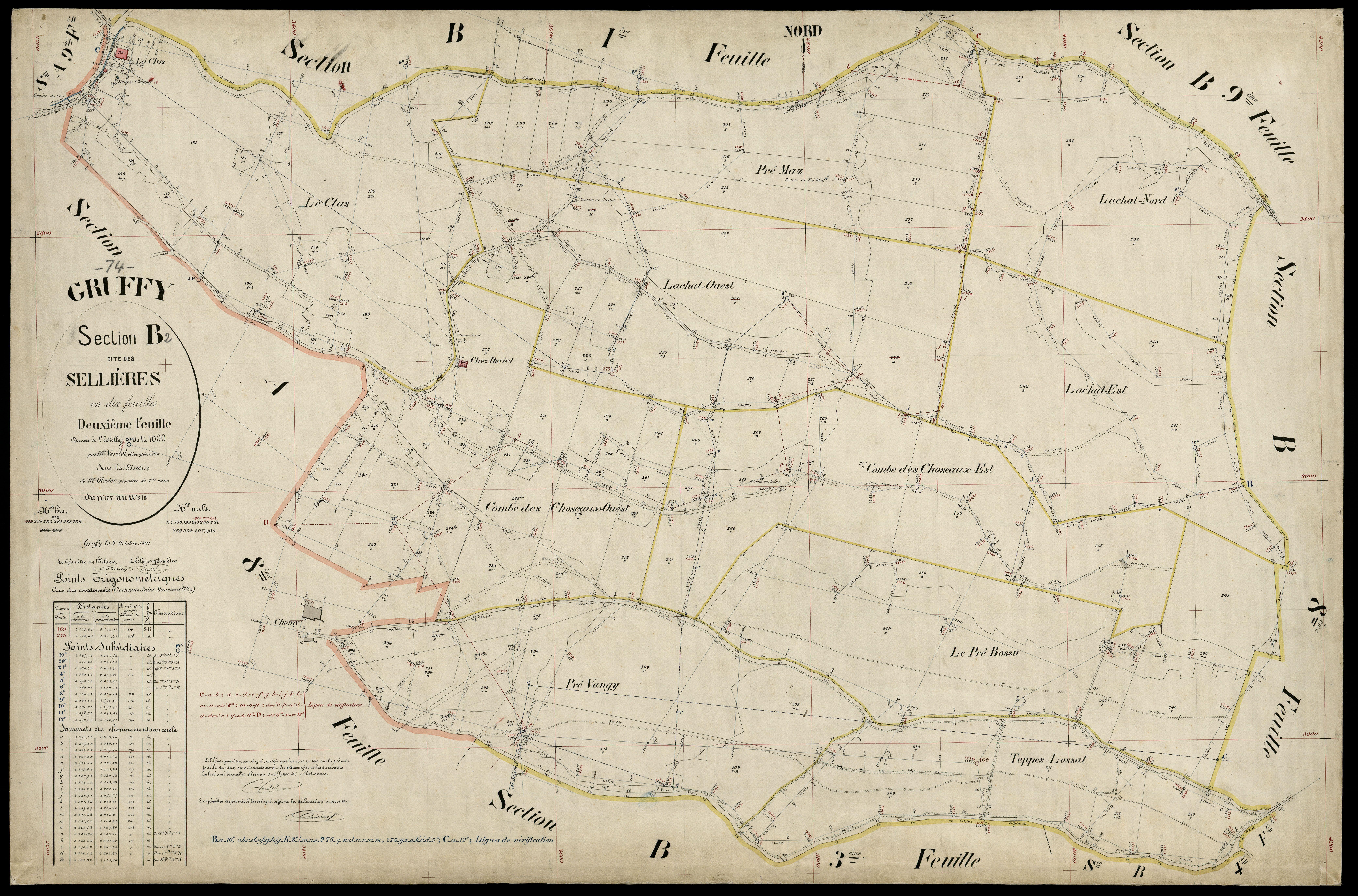 3 P 3 5113 - Feuille n° 3, parcelles n° 314 à 442 - 9 octobre 1891