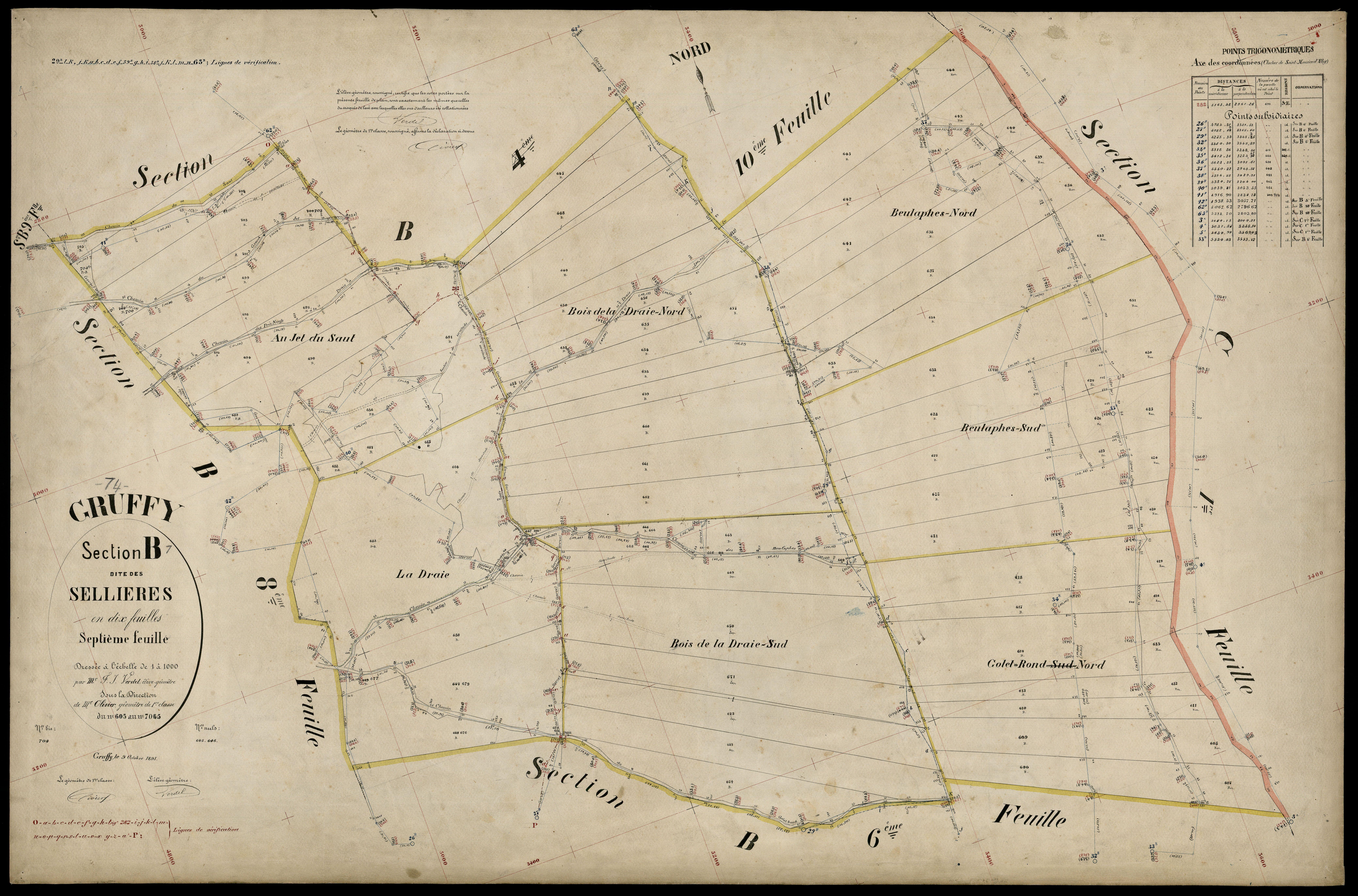 3 P 3 5118 - Feuille n° 8, parcelles n° 706 à 832 - 9 octobre 1891