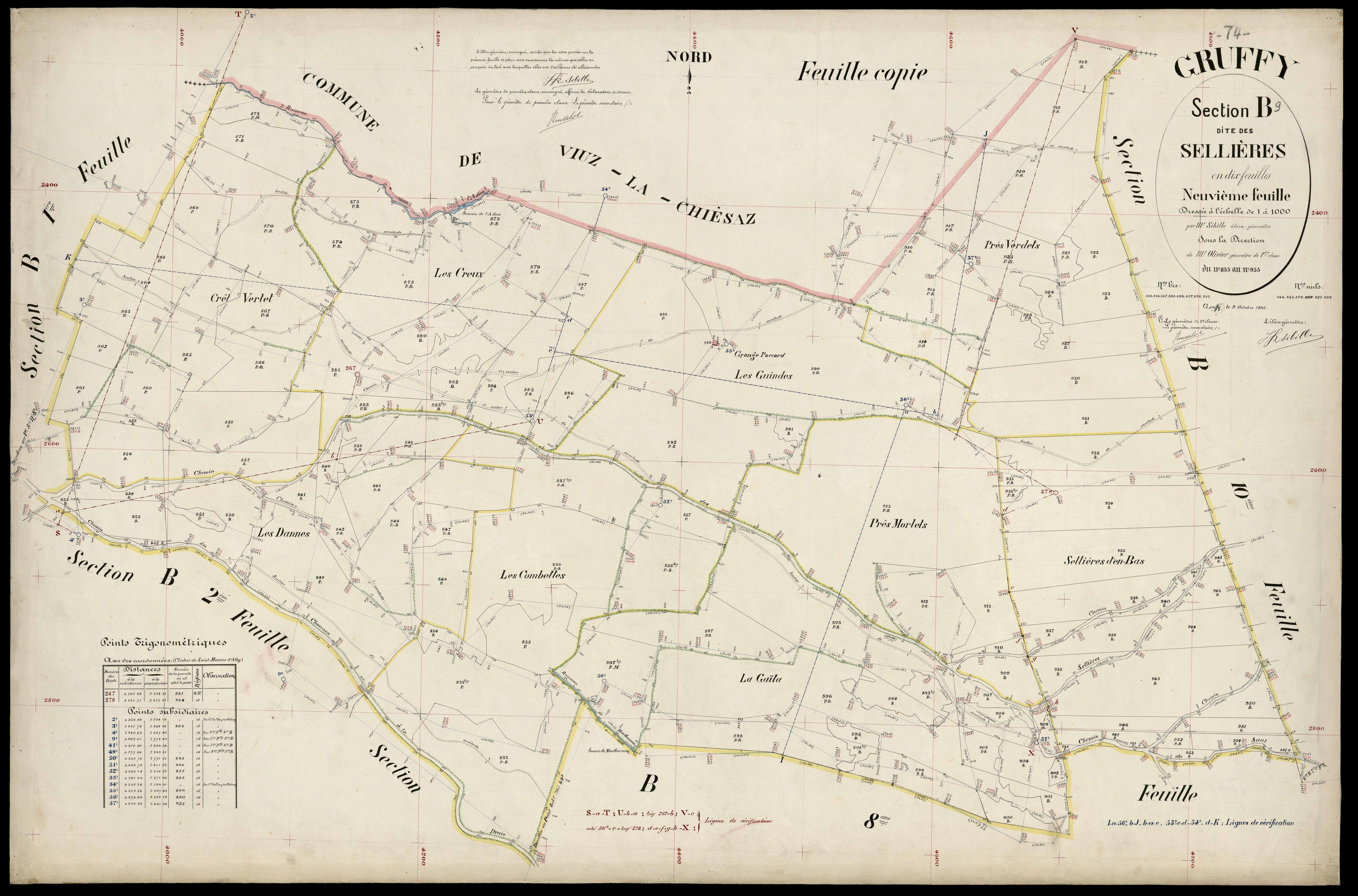 3 P 3 5120 - Feuille n° 10, parcelles n° 96 à 108 - 9 octobre 1891