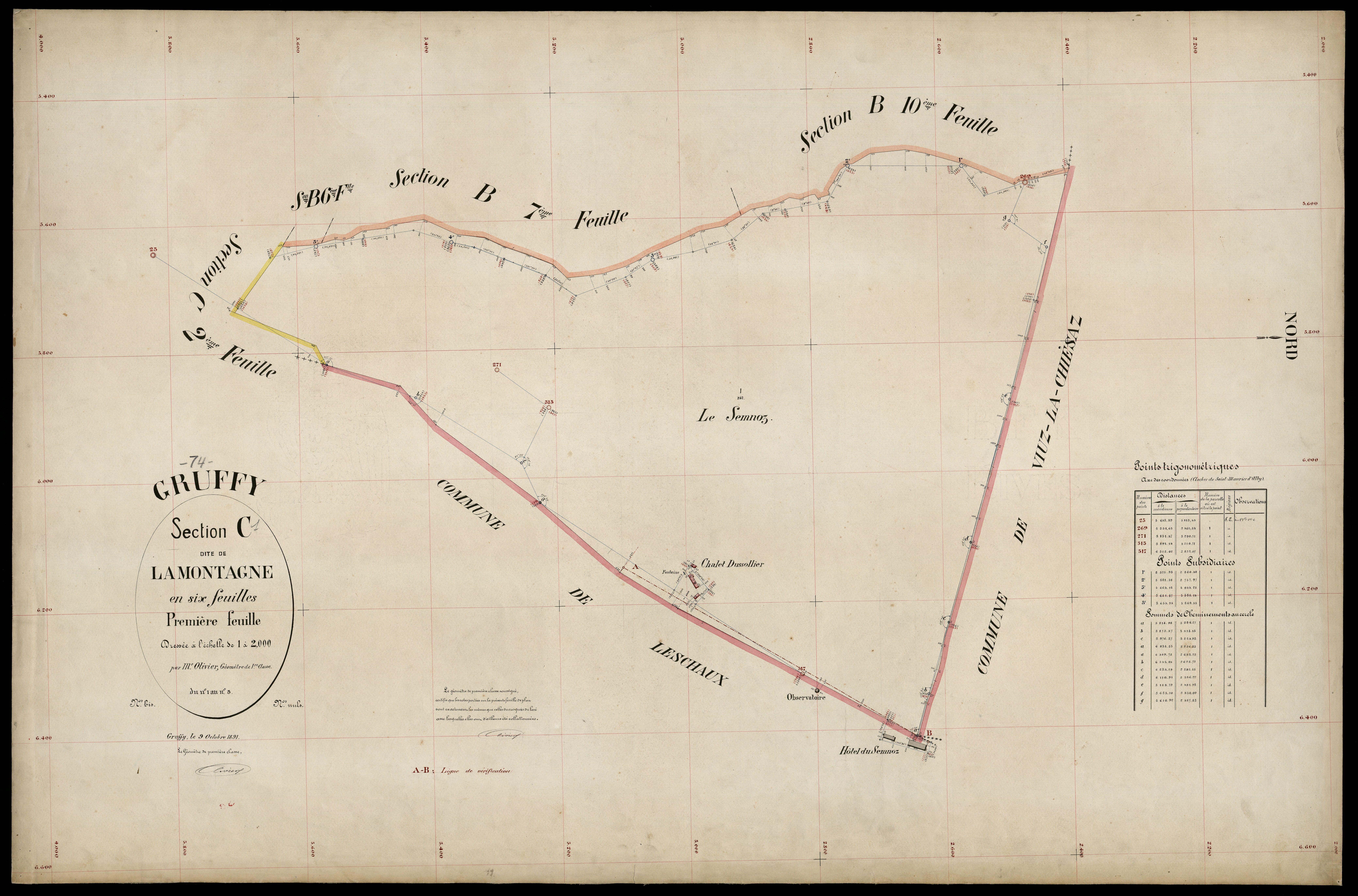 3 P 3 5122 - Feuille n° 2, parcelles n° 6 à 23 - 9 octobre 1891