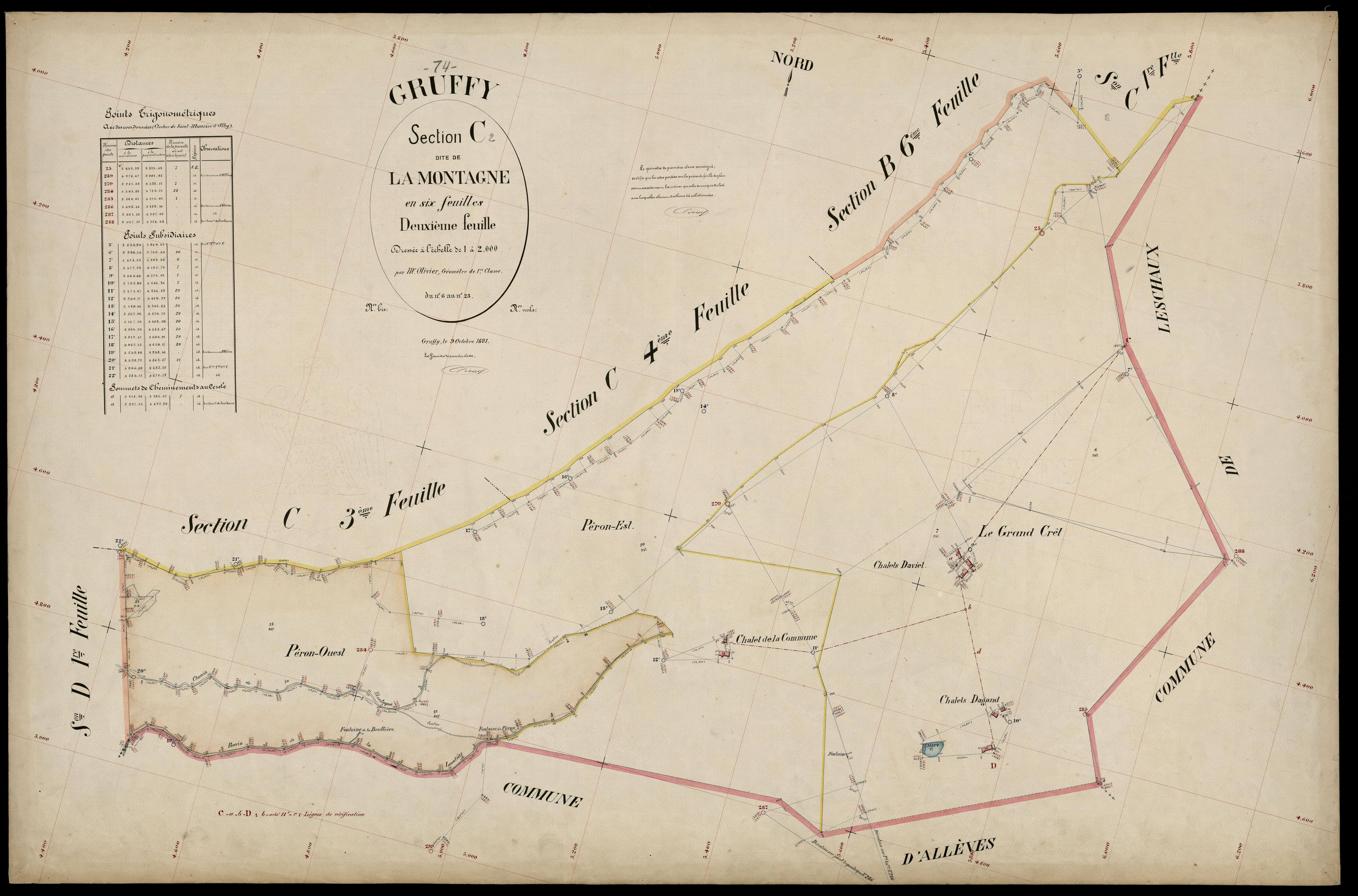 3 P 3 5123 - Feuille n° 3, parcelles n° 24 à 130 - 9 octobre 1891