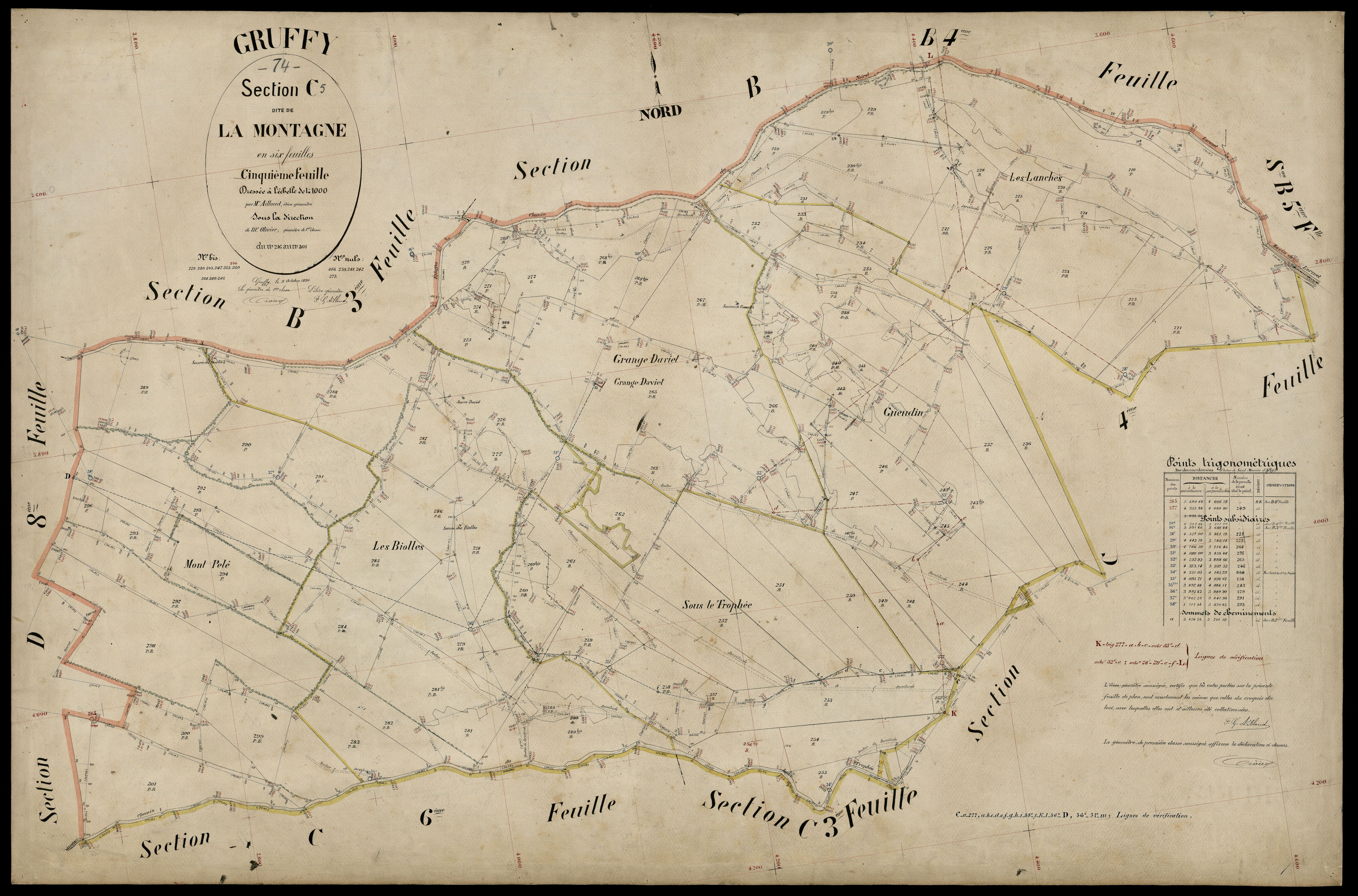 3 P 3 5126 - Feuille n° 6, parcelles n° 302 à 34 - 9 octobre 1891