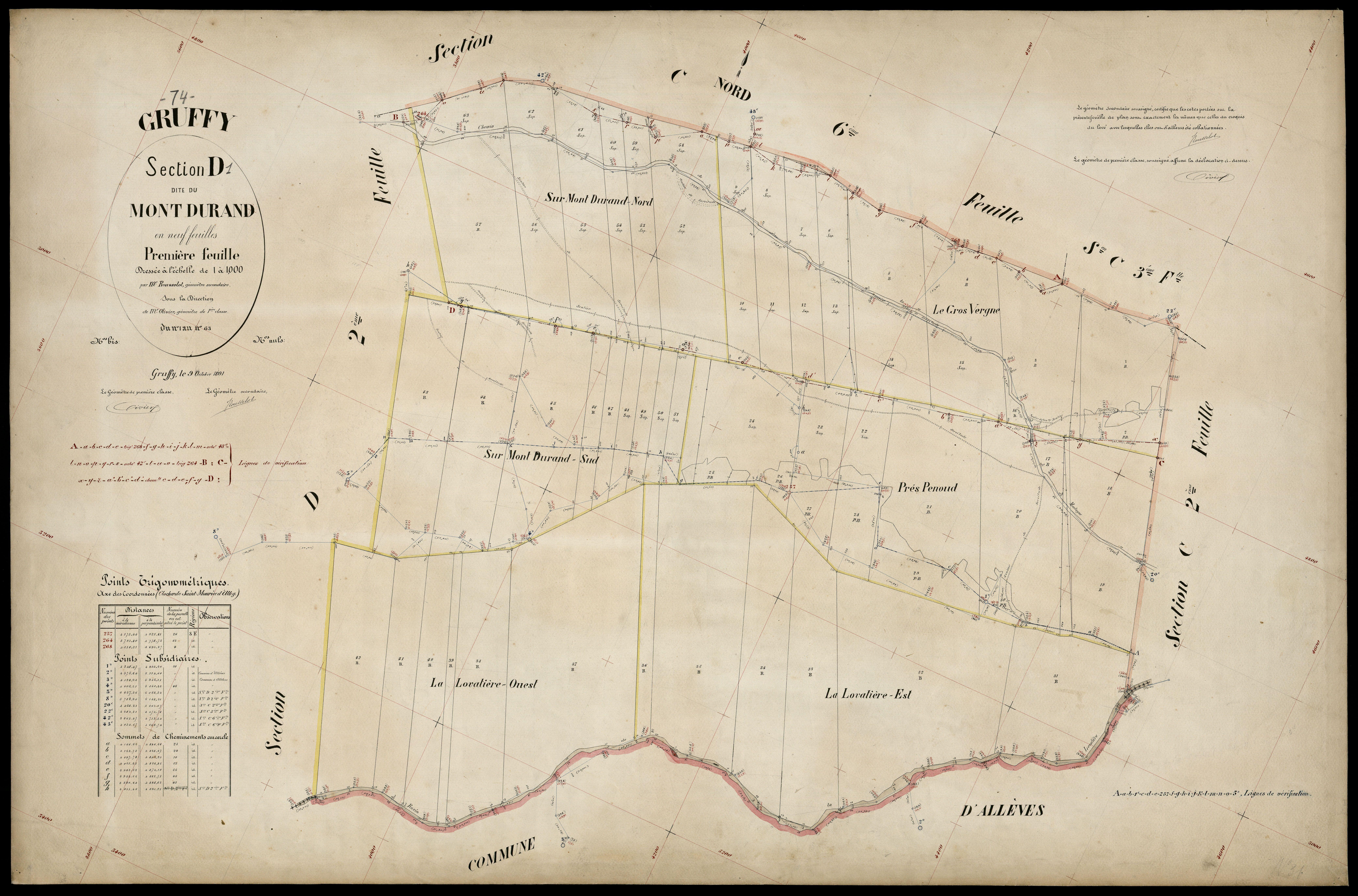3 P 3 5128 - Feuille n° 2, parcelles n° 64 à 110 - 9 octobre 1891