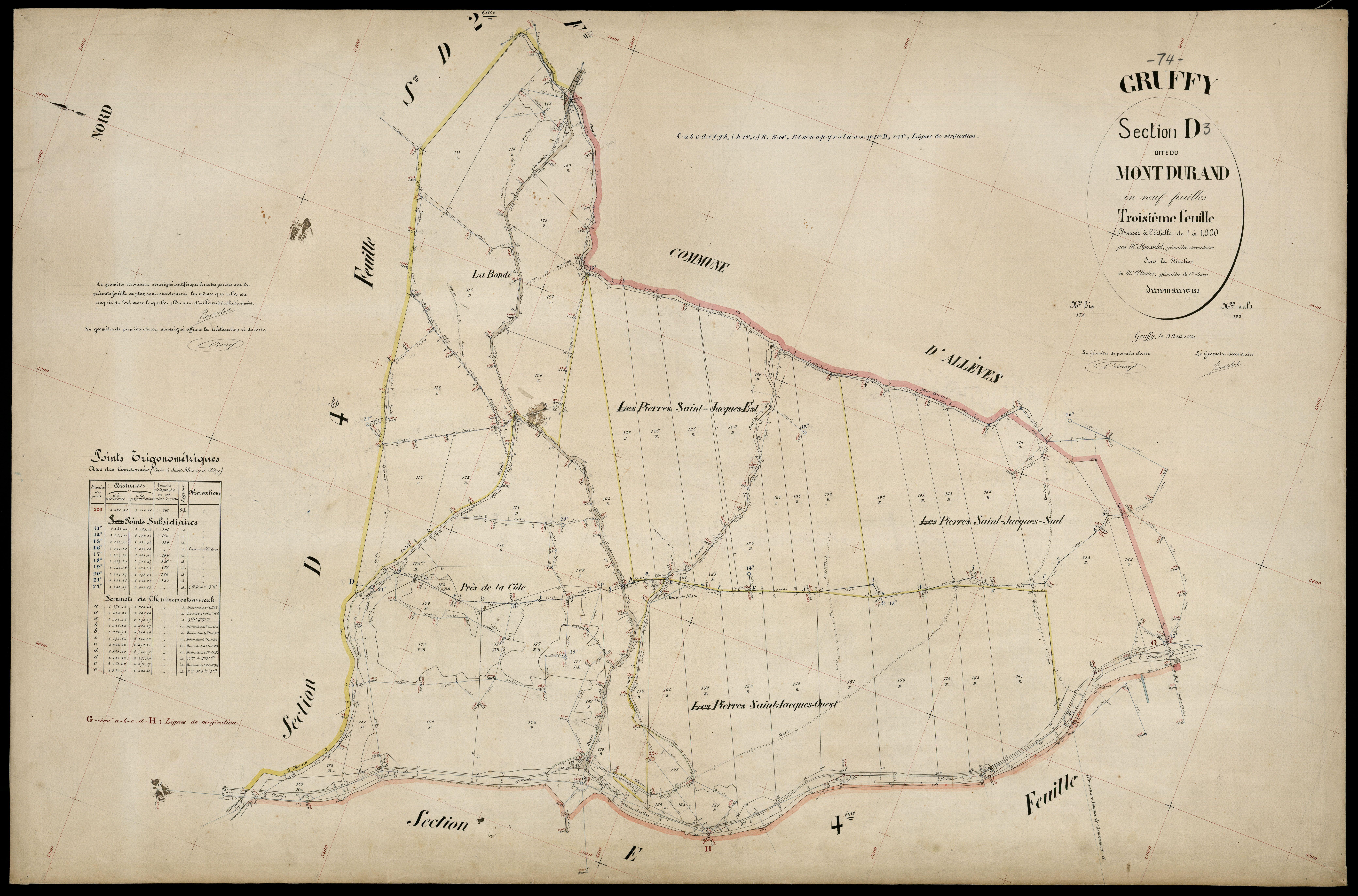 3 P 3 5130 - Feuille n° 4, parcelles n° 184 à 247 - 9 octobre 1891