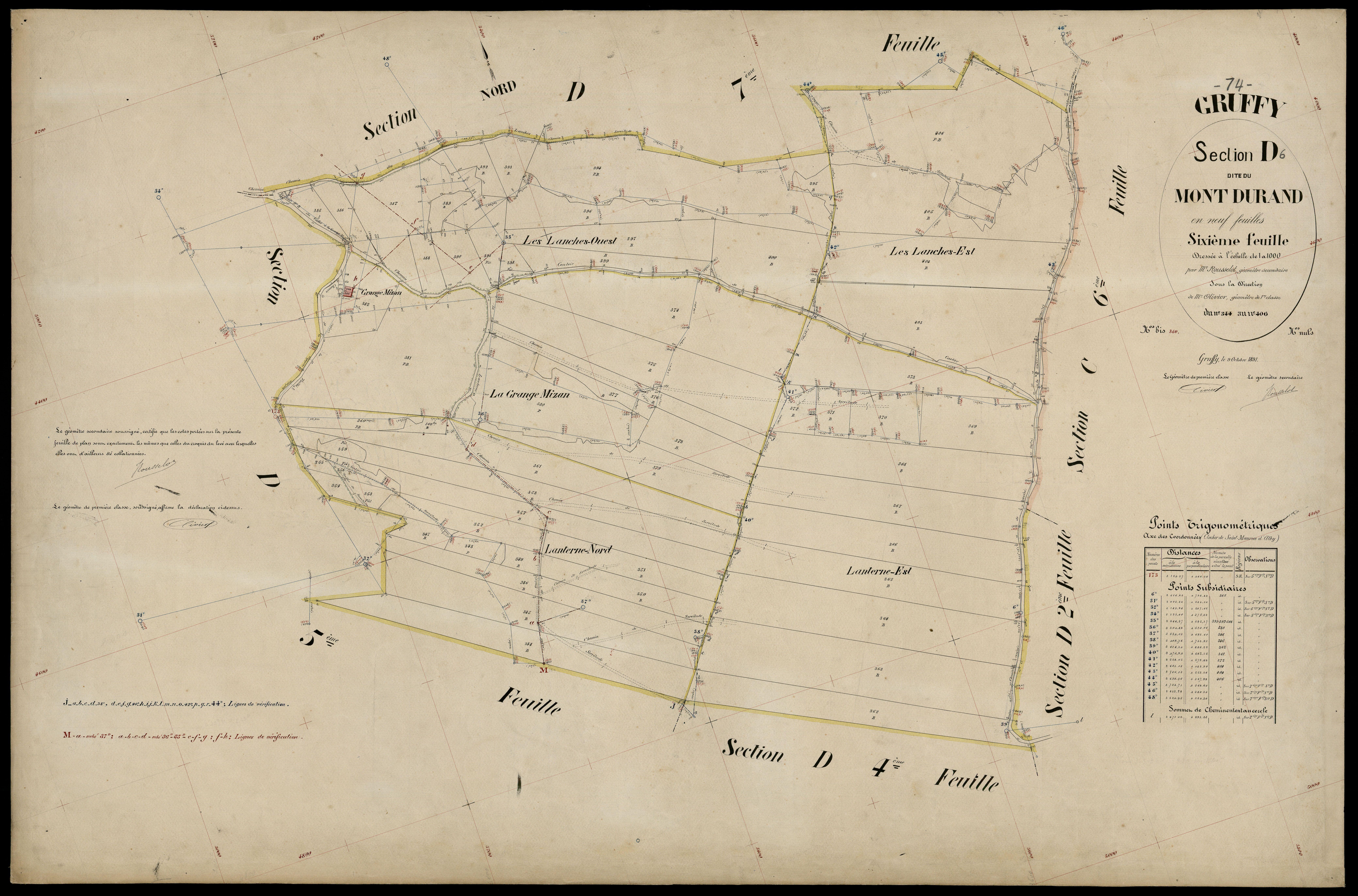 3 P 3 5133 - Feuille n° 7, parcelles n° 407 à 490 - 9 octobre 1891