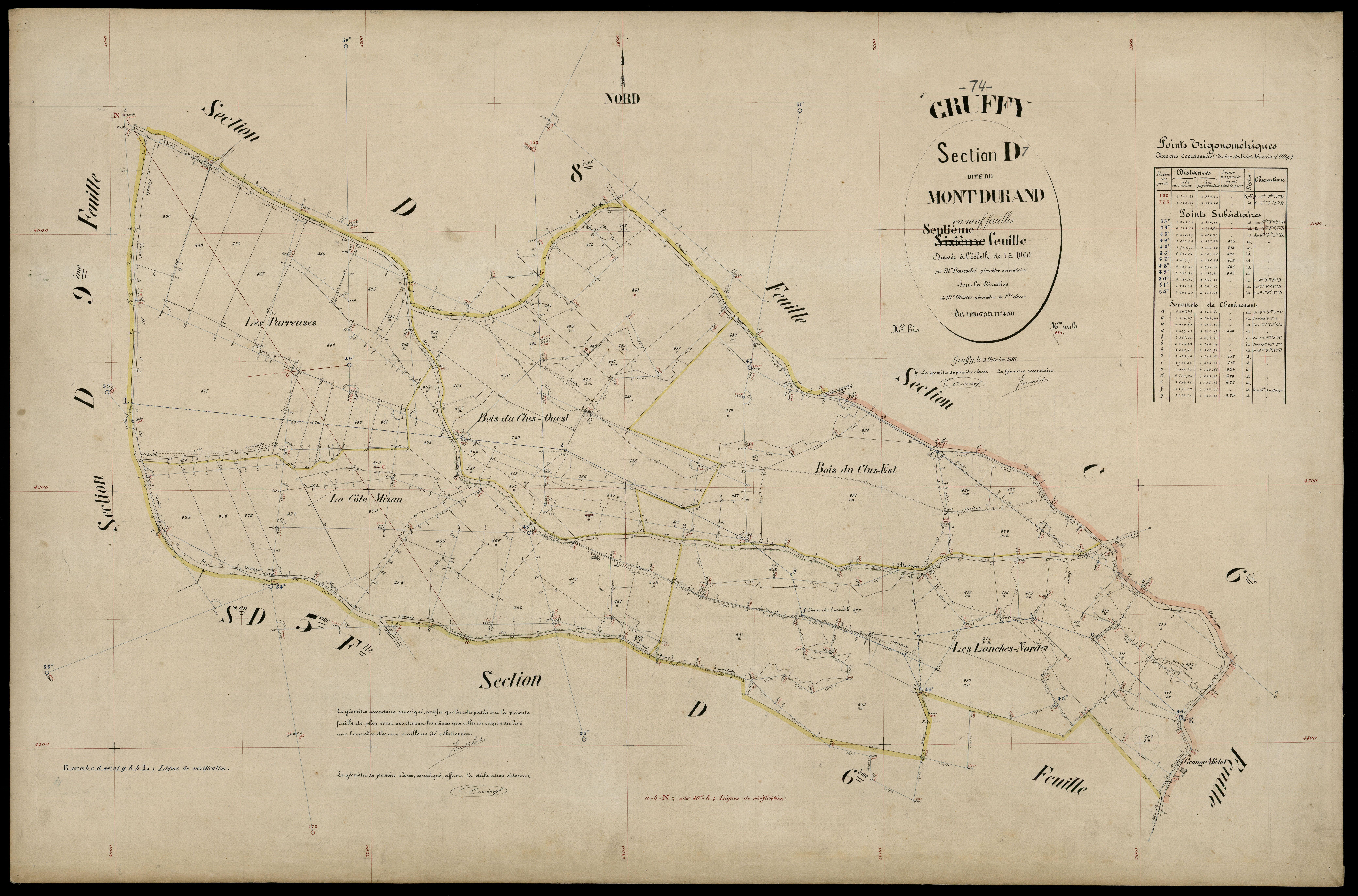 3 P 3 5134 - Feuille n° 8, parcelles n° 491 à 93 - 9 octobre 1891