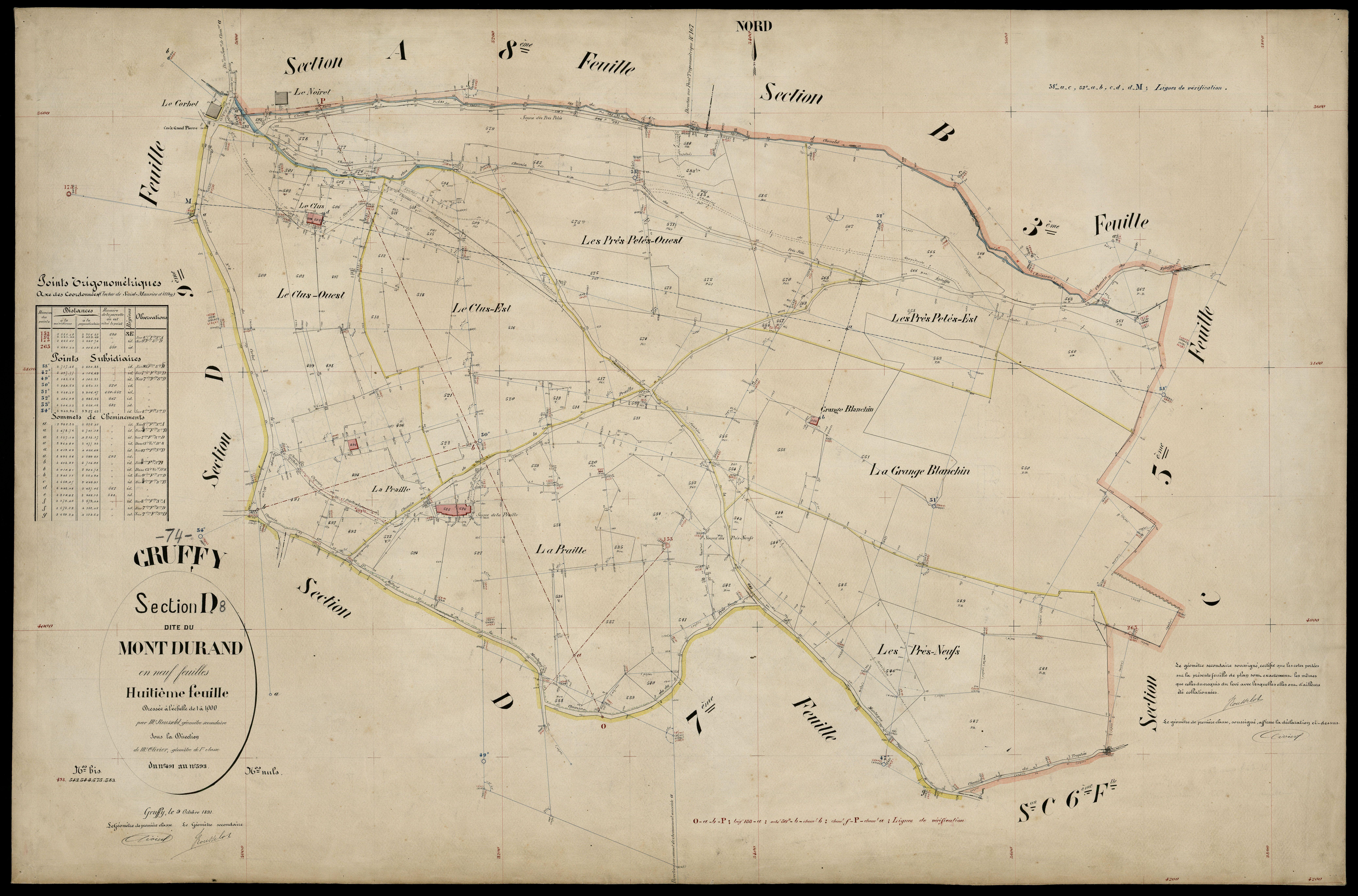 3 P 3 5135 - Feuille n° 9, parcelles n° 94 à 683 - 9 octobre 1891