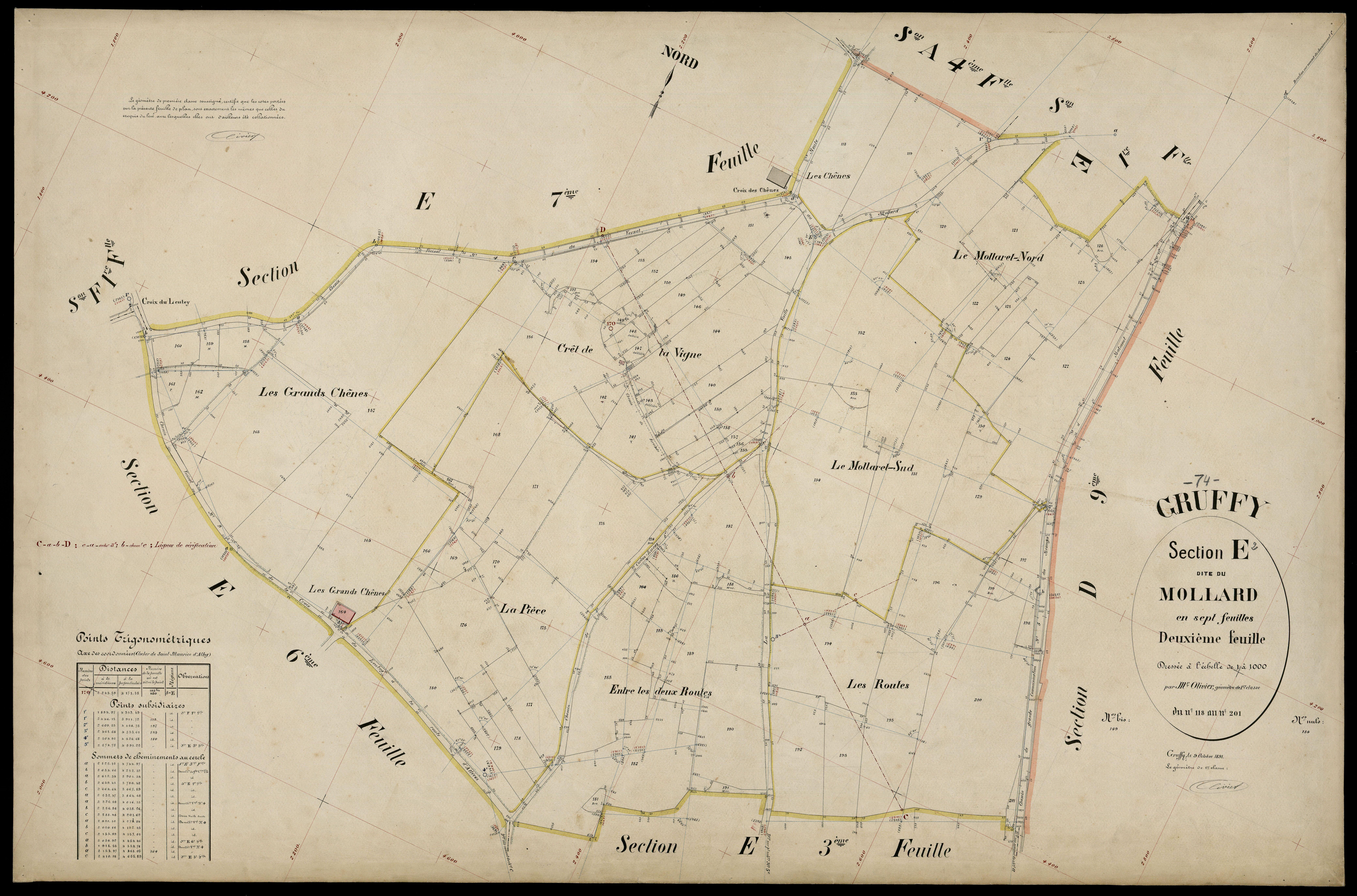 3 P 3 5138 - Feuille n° 3, parcelles n° 202 à 32 - 9 octobre 1891