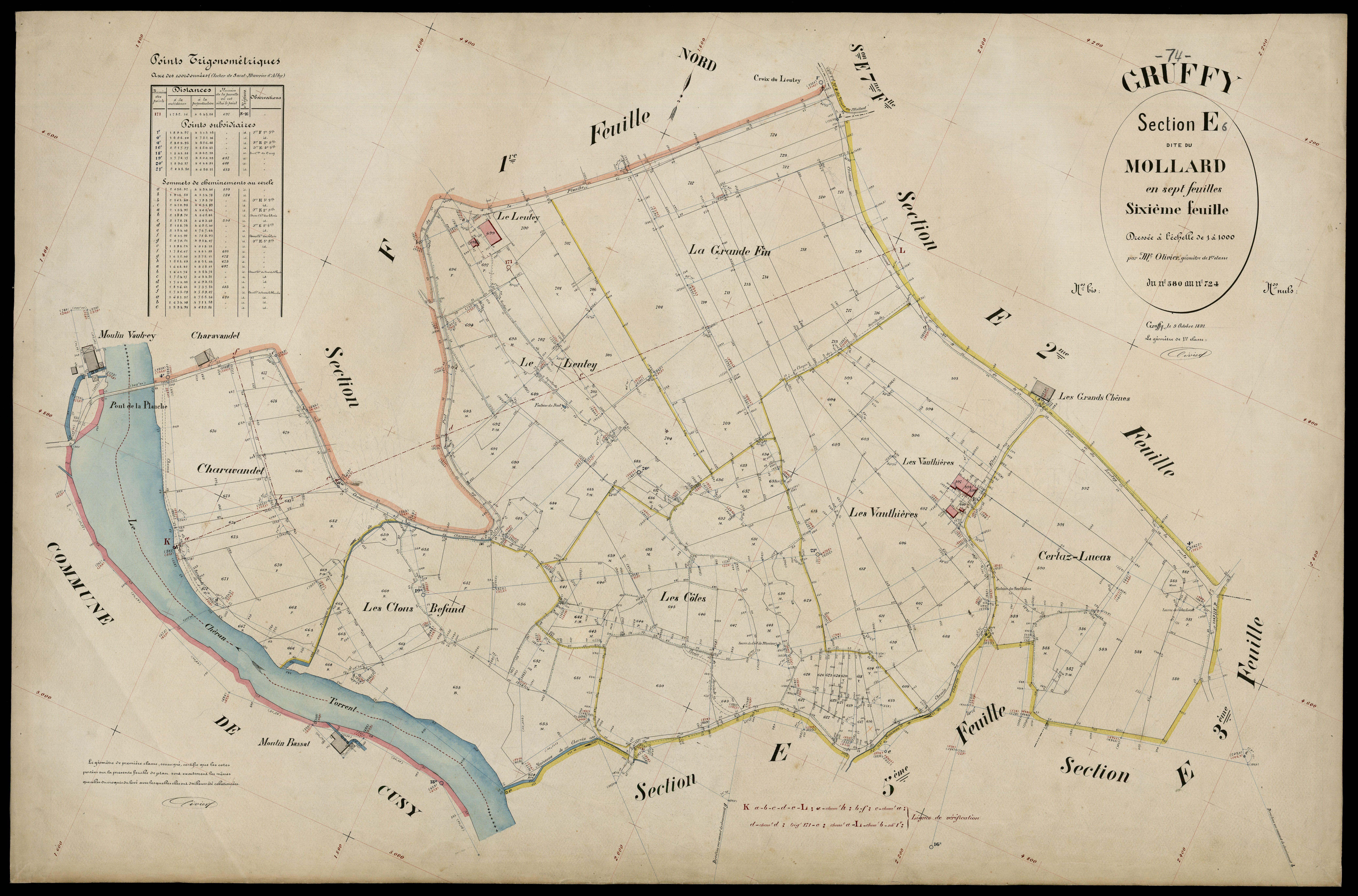 3 P 3 5142 - Feuille n° 7, parcelles n° 72 à 822 - 9 octobre 1891