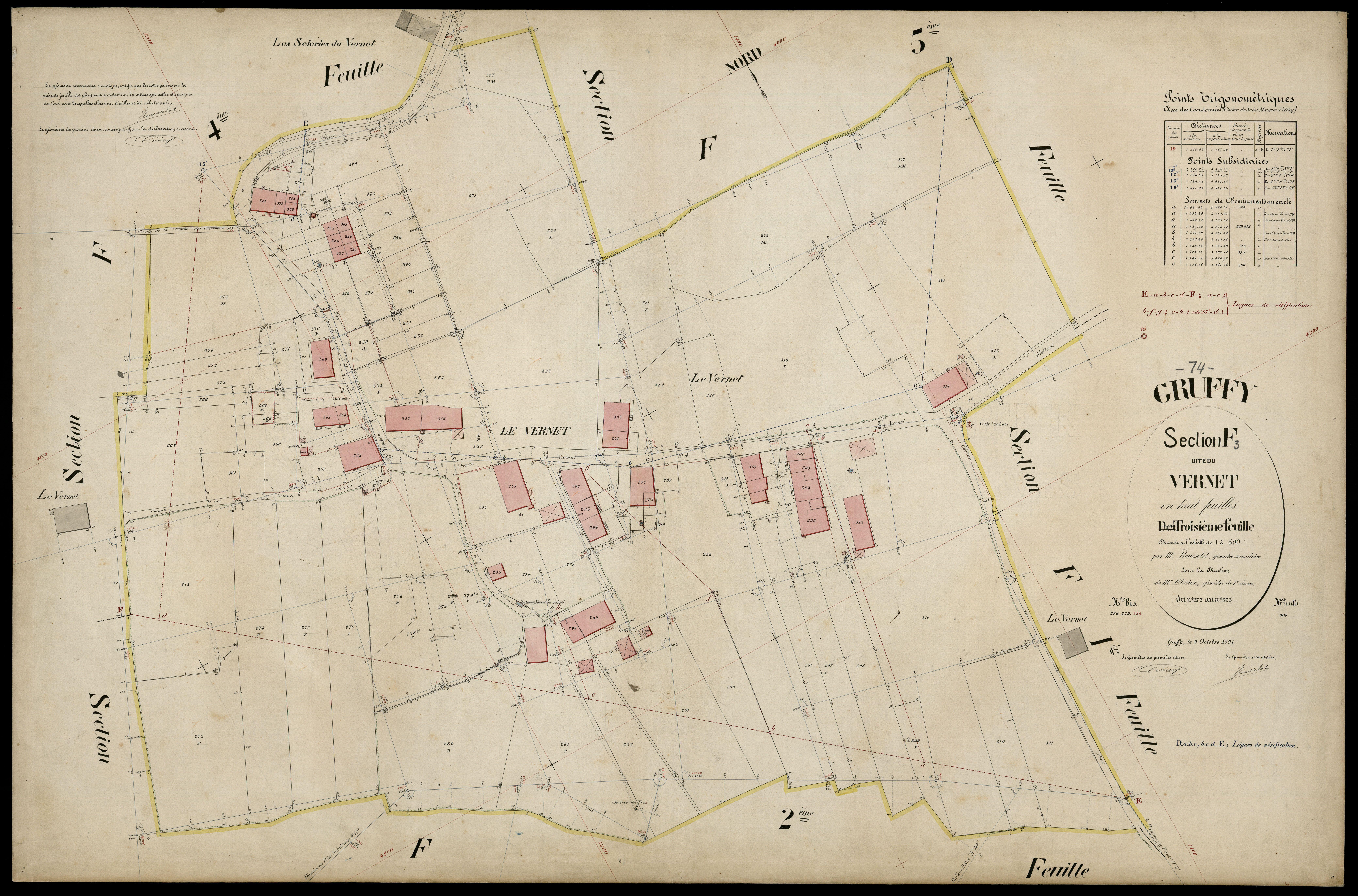 3 P 3 5146 - Feuille n° 4, parcelles n° 376 à 473 - 9 octobre 1891