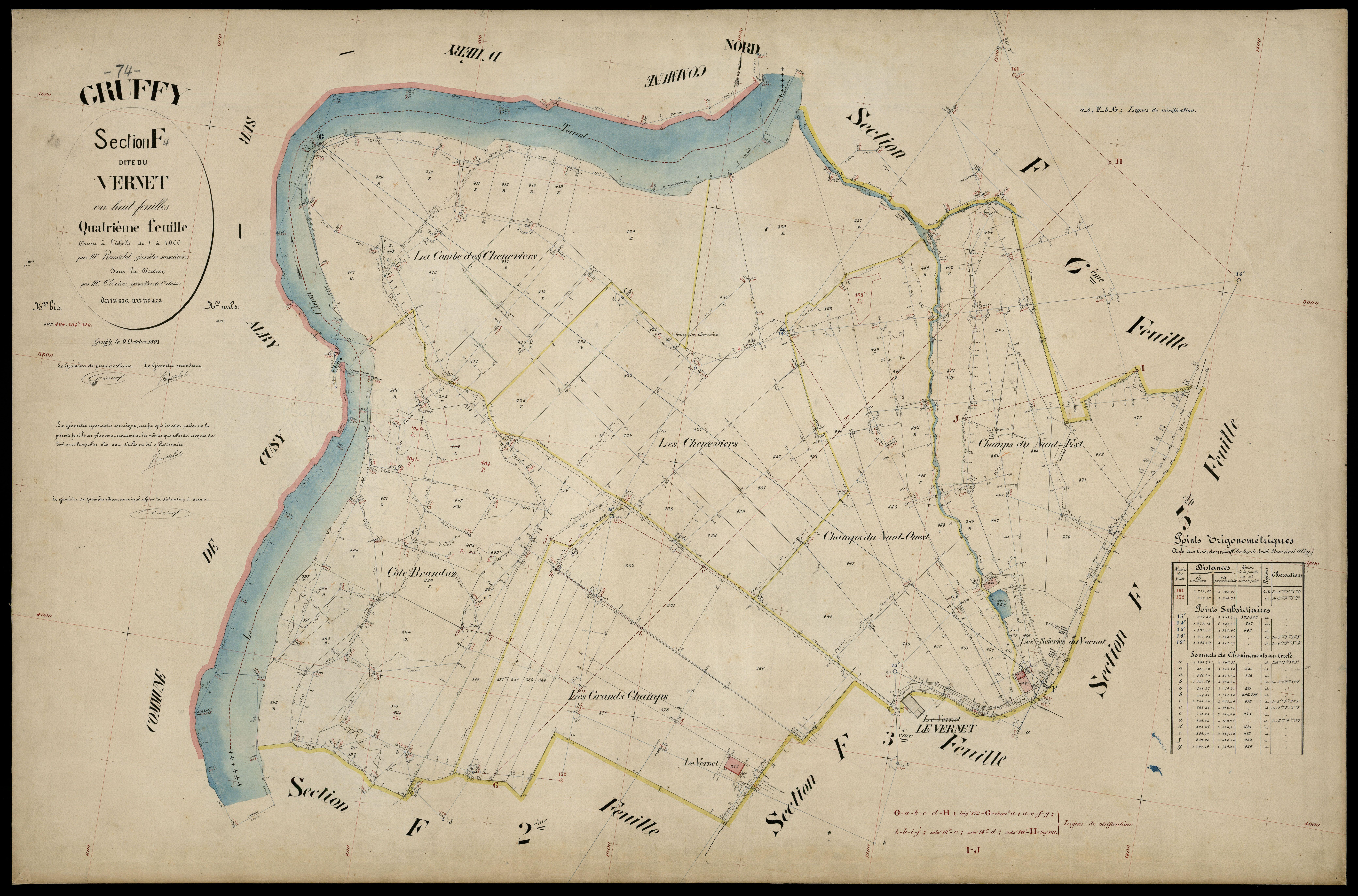 3 P 3 5147 - Feuille n° , parcelles n° 474 à 48 - 9 octobre 1891