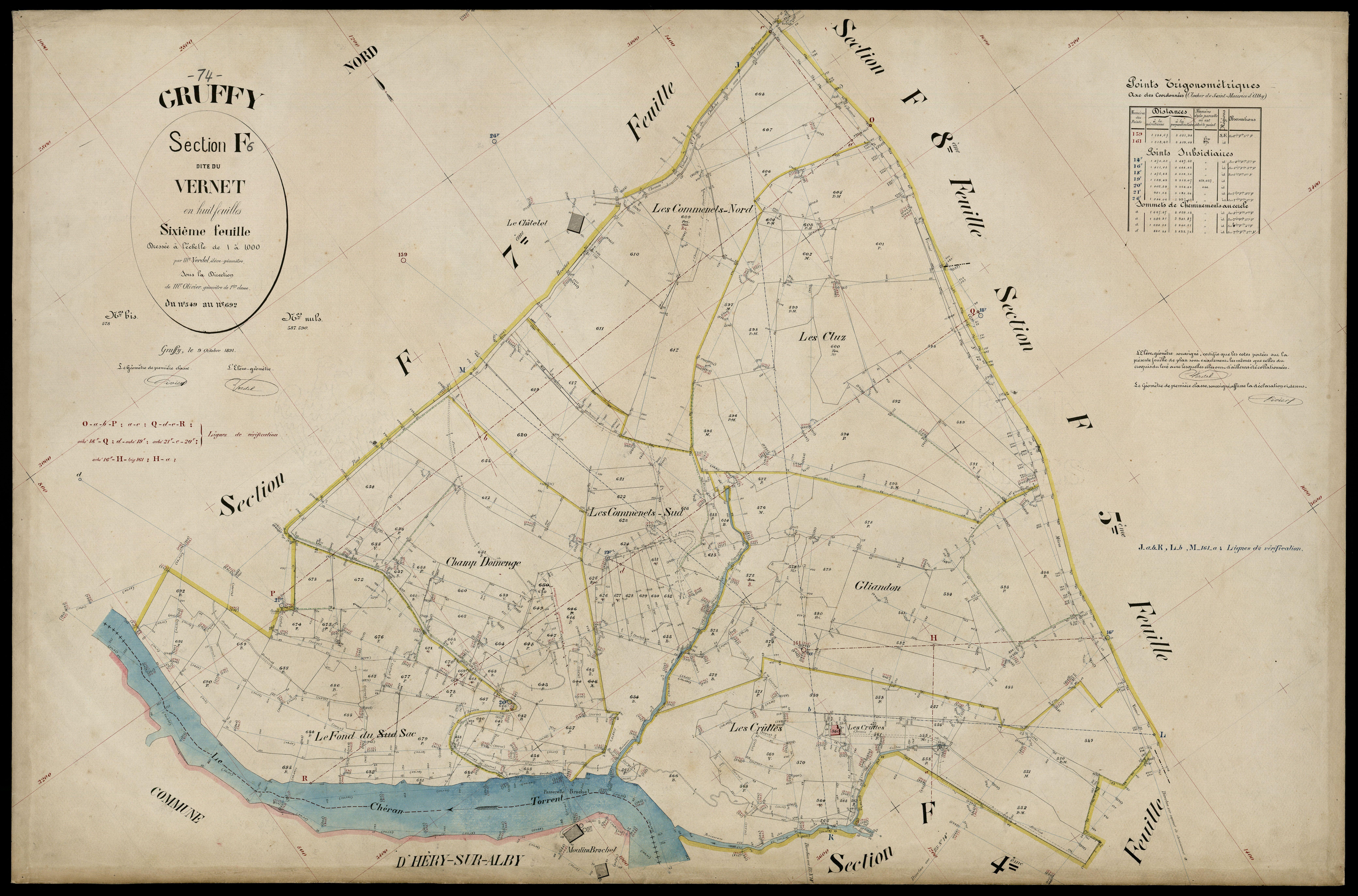 3 P 3 5149 - Feuille n° 7, parcelles n° 693 à 836 - 9 octobre 1891
