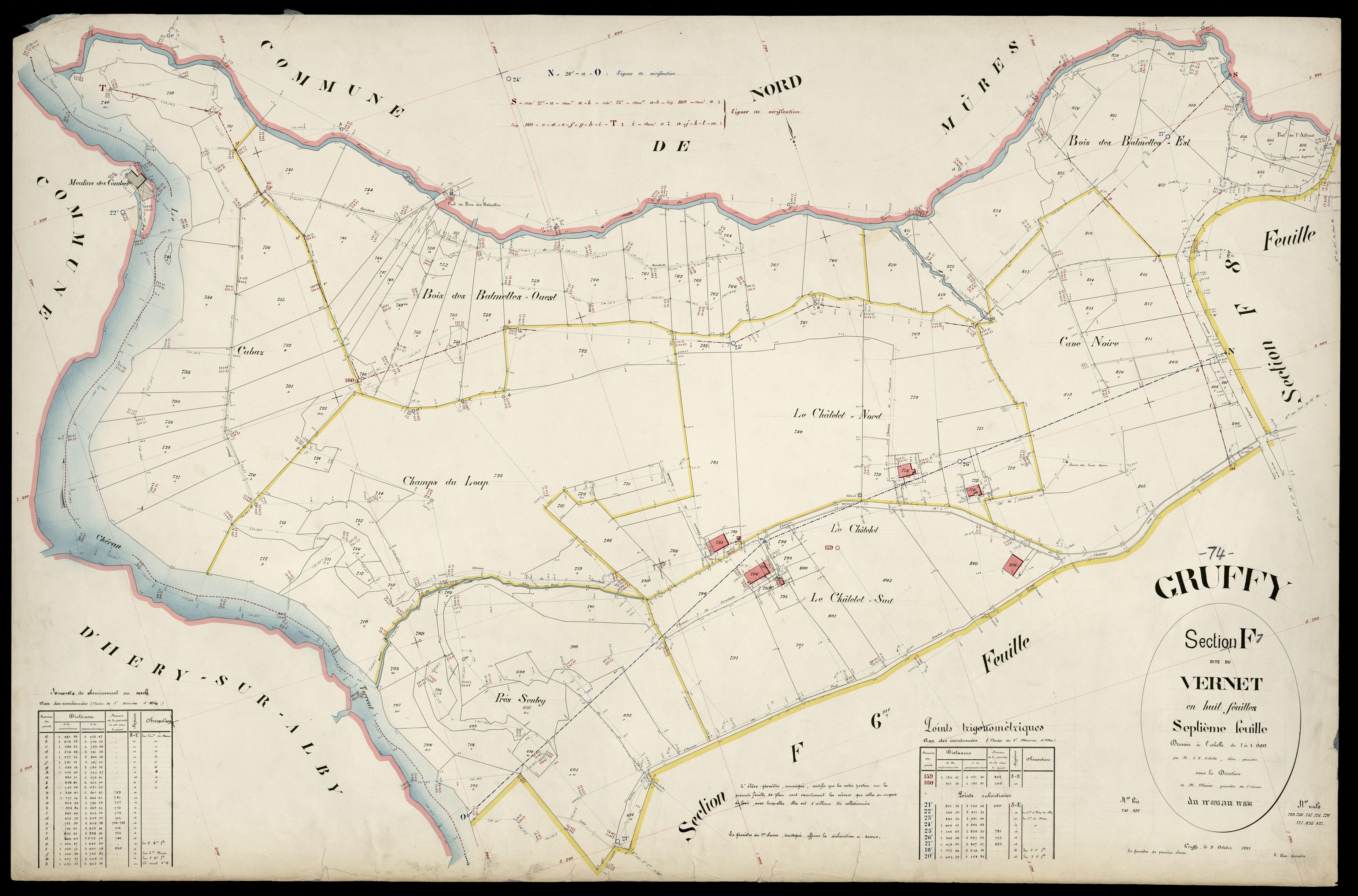 3 P 3 5150 - Feuille n° 8, parcelles n° 837 à 914 - 9 octobre 1891
