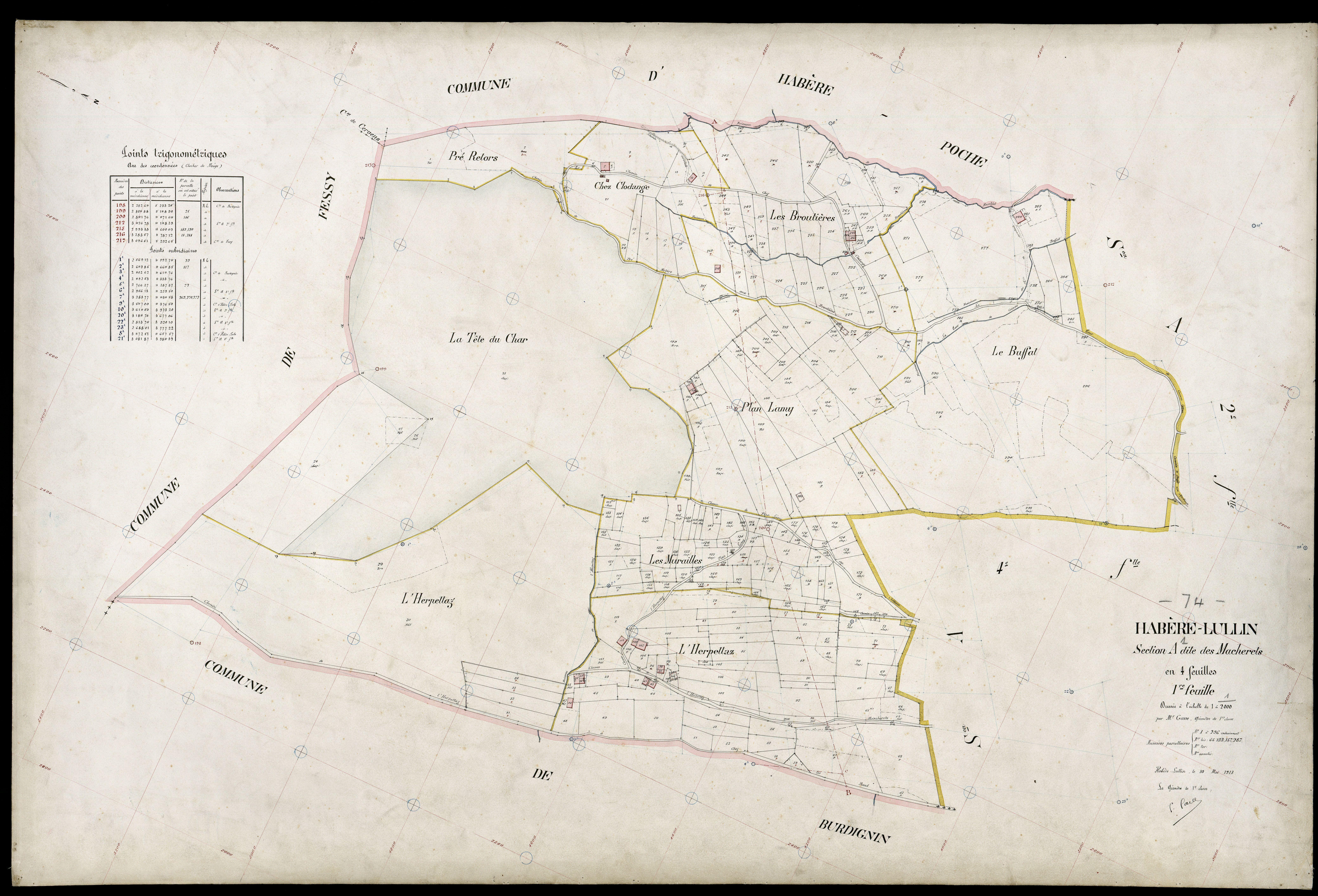 3 P 3 5153 - Feuille n° 2, parcelles n° 297 à 417 - 10 mai 1913